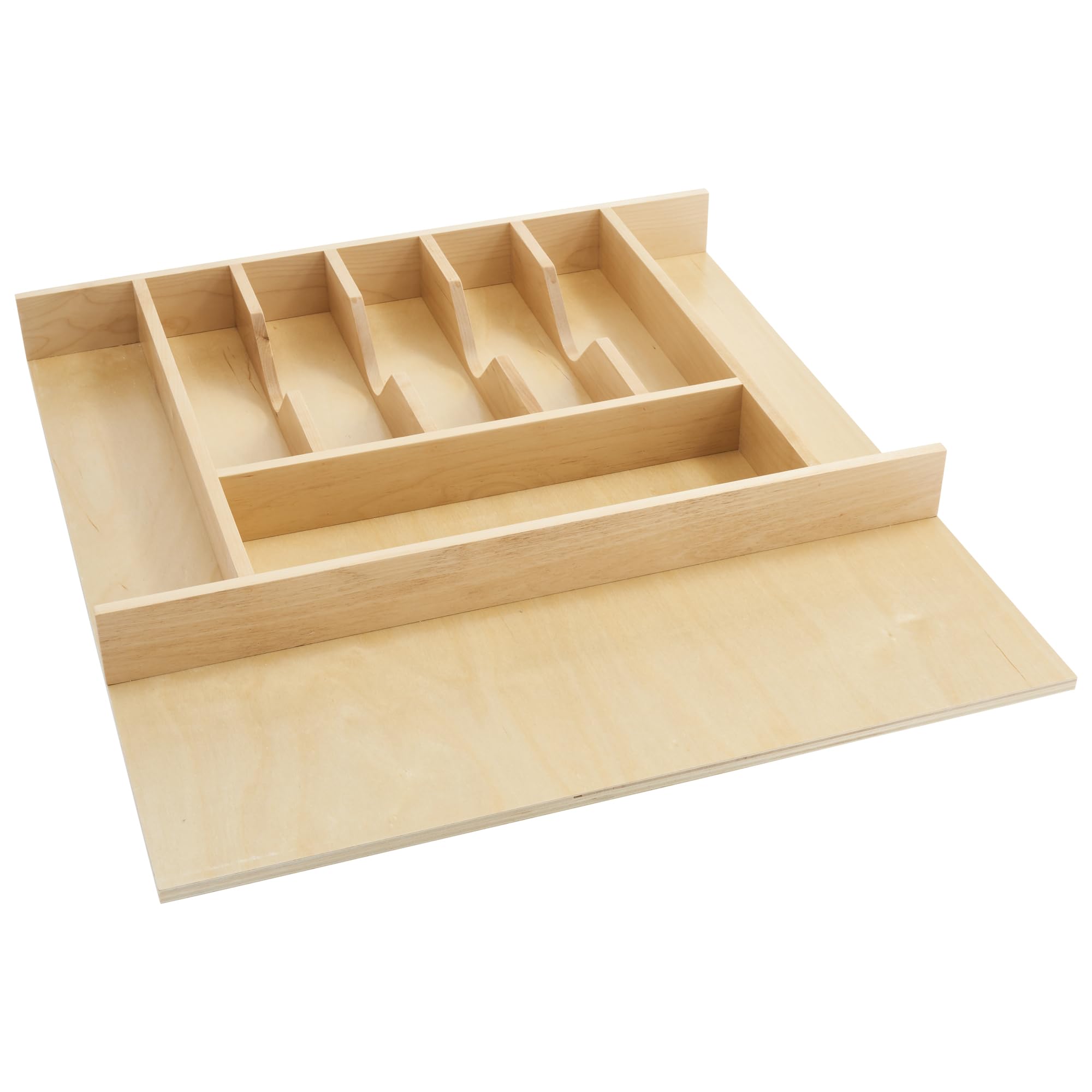 Rev-A-Shelf Trim-to-Fit Silverware Drawer Organizer for Kitchen Utensil Cutlery Cabinet Storage, Natural Maple Wood 9 Compartmen