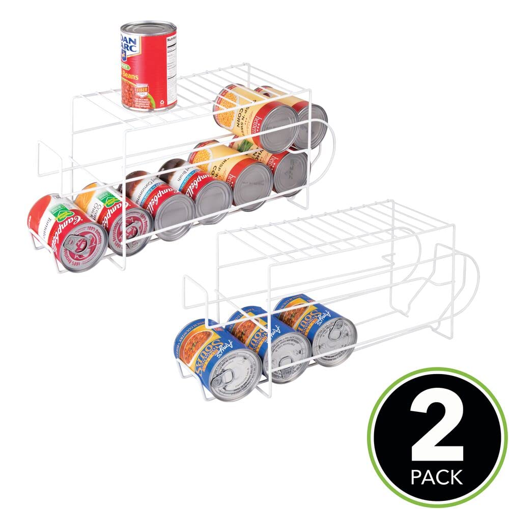 Mdesign 2-Tier Metal Wire Standing Pop/Soda And Food Can Dispenser Storage Rack Organizer With Top Shelf For Kitchen Pantry, Cou