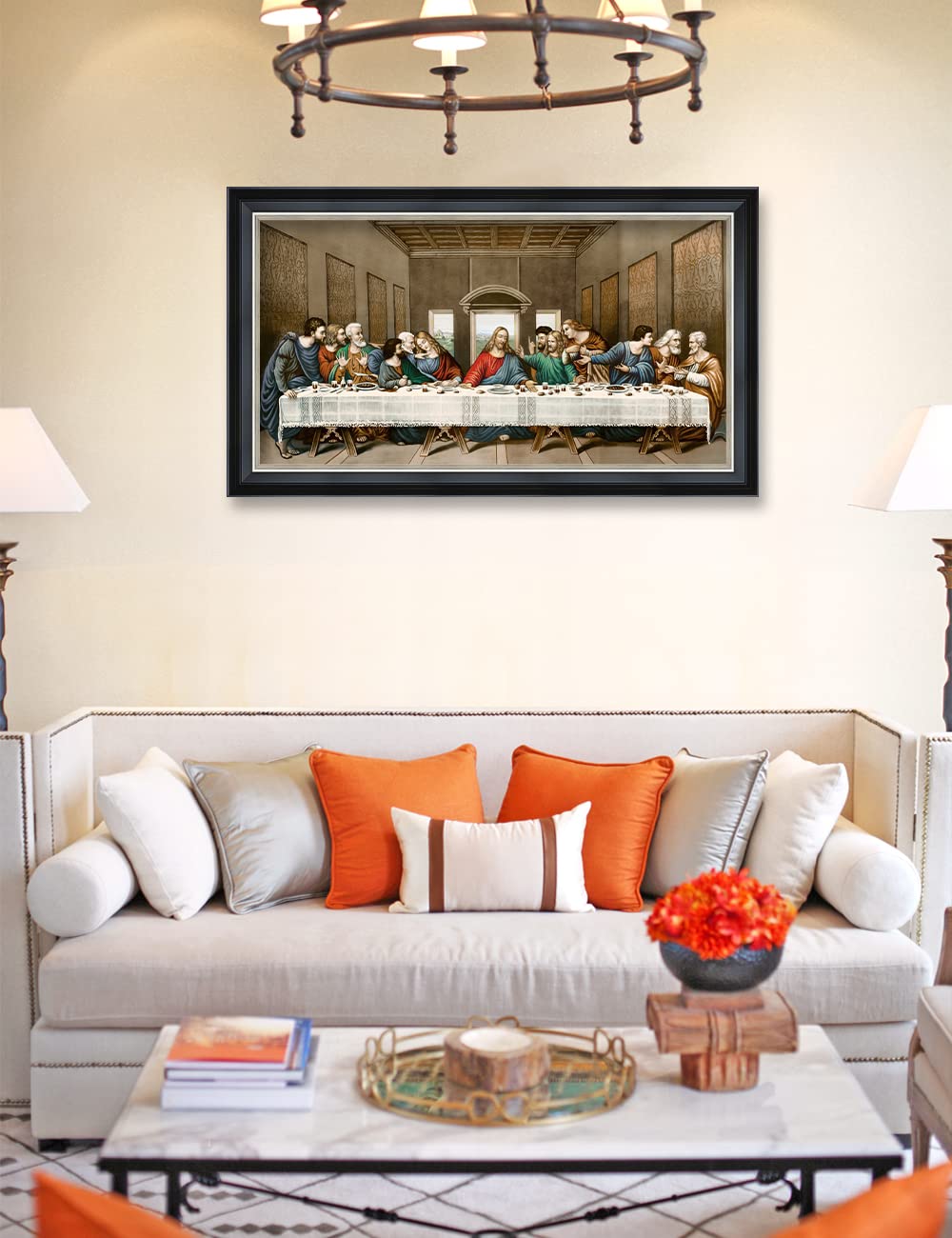 Decorarts - The Last Supper By Leonardo Da Vinci Giclee Reproducation, Giclee Prints Acid Free Cotton Canvas With Matching Balck