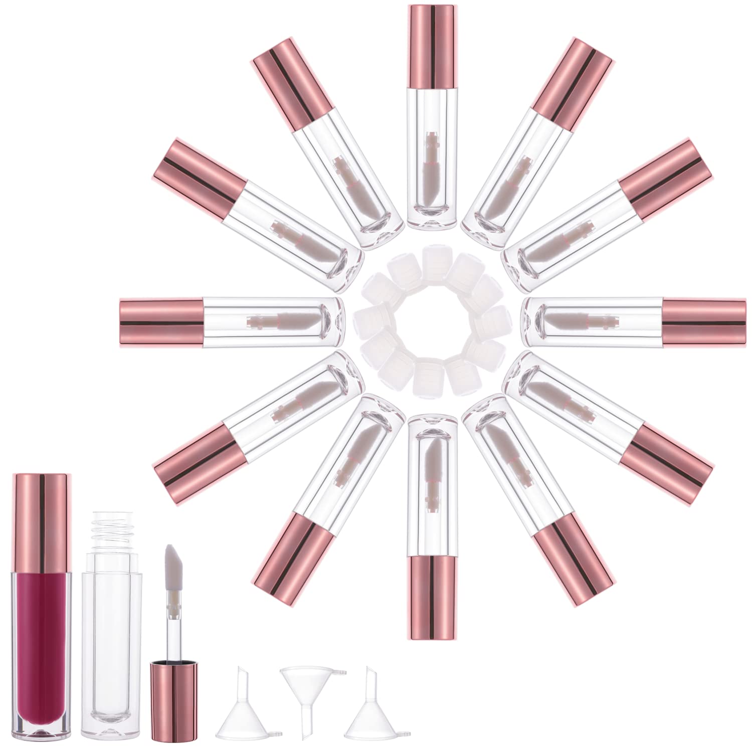 YITOU 12PCS Lip Glaze Bottle Empty 5ml, Transparent Cosmetic Containers with Applicator Lip Gloss Tube Making Kit Lipstick Bottl