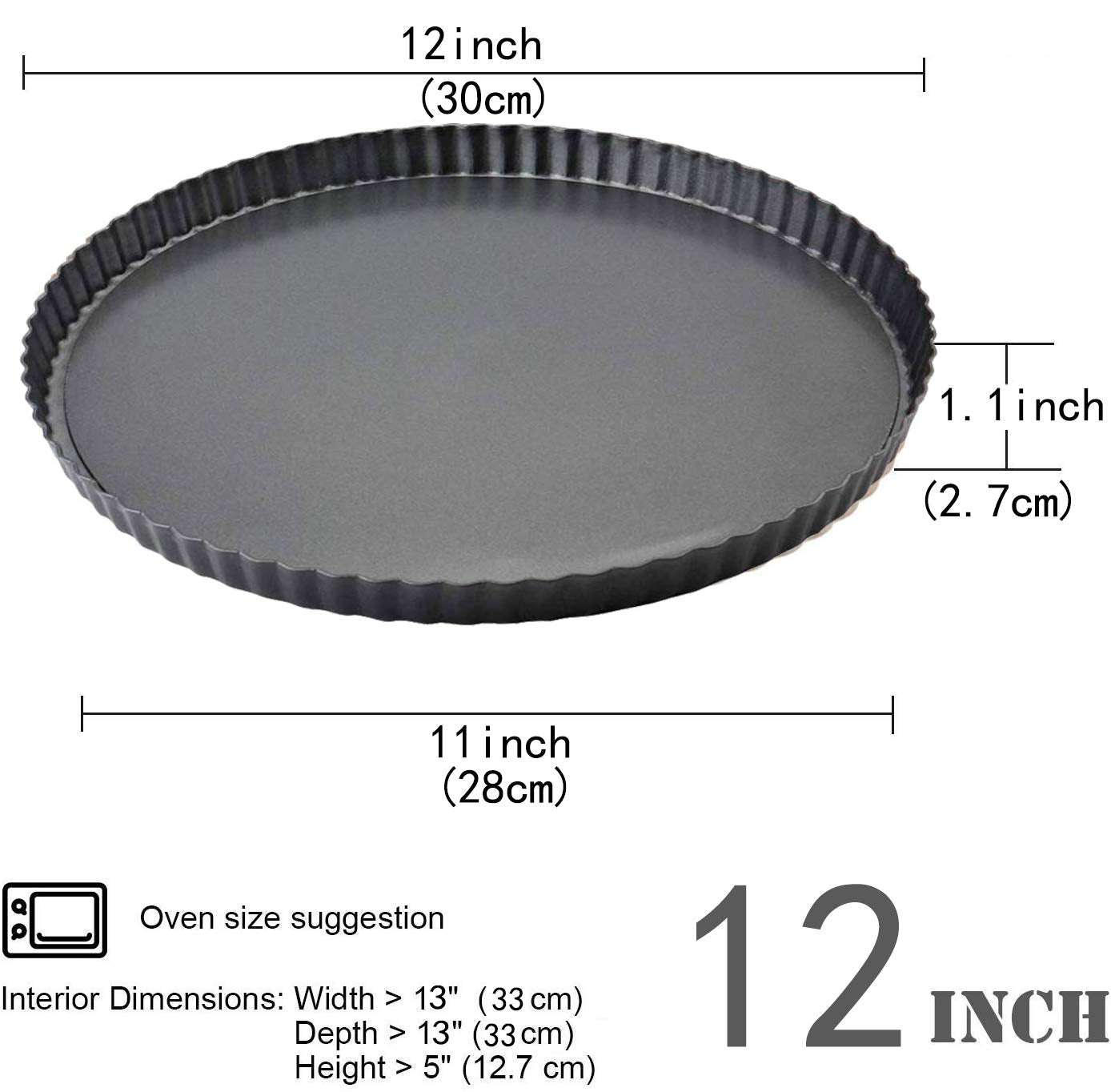 Gutsdoor Tart Pan 12 Inch With Removable Bottom Quiche Pan Nonstick Round Pie Pans For Baking Kitchen