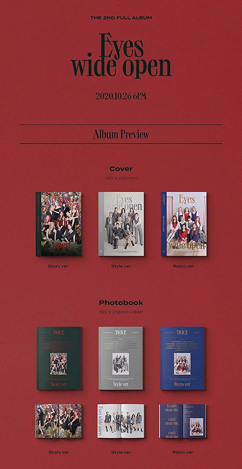 JYP TWICE - Eyes wide open (Vol.2) Album+Folded Poster+Extra Photocards Set (Retro ver.) JYPK1006