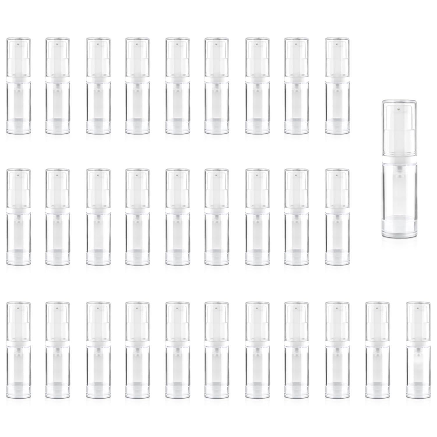 DynnnDy 30Pcs 5ml Clear Vacuum Lotion Pump Bottles without Straw Empty Refillable Airless Cream Jars Mini Cosmetic Containers fo