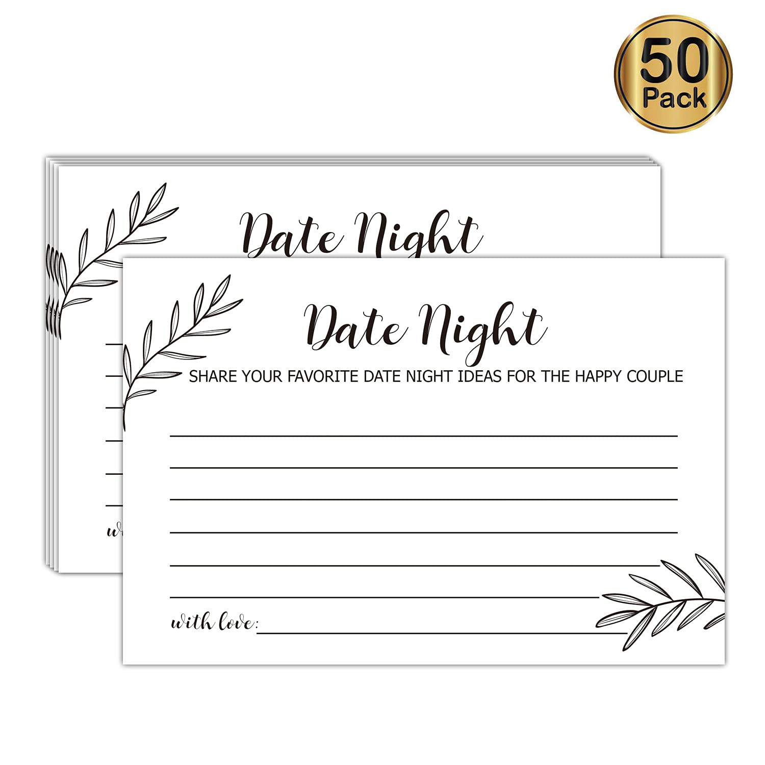 None Brand, Date Night Ideas Cards, 50 Cards, Perfect For The Bride And Groom, Husband, Wife, Boyfriend, Girlfriend, Anniversary
