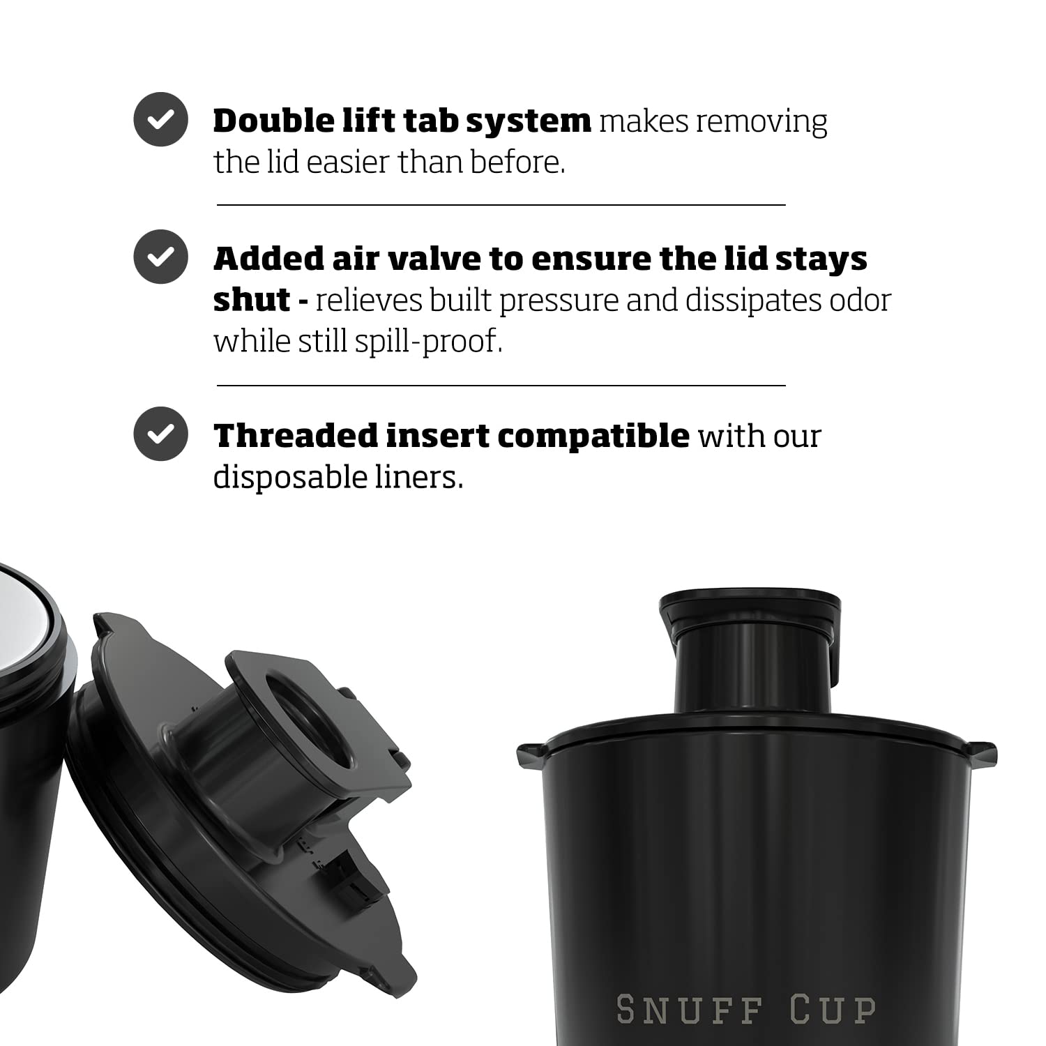 Snuff Cup Pro Spittoon With Discreet Storage Fits Up To Three Oversized Cans, Built-In Can Opener, Spit Cup Fits All Cup Holders