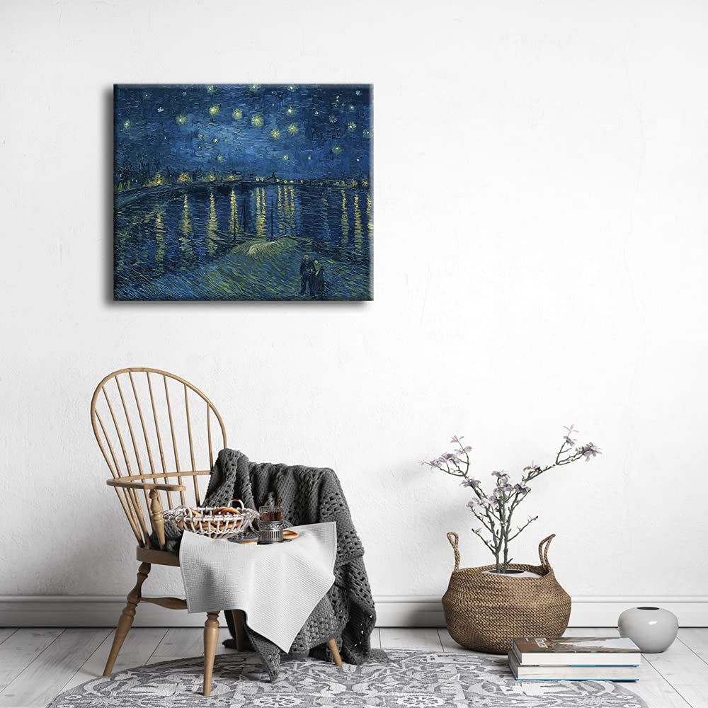 Wieco Art Starry Night Over The Rhone By Van Gogh Classic Oil Paintings Reproduction Modern Seascape Giclee Canvas Prints Artwor