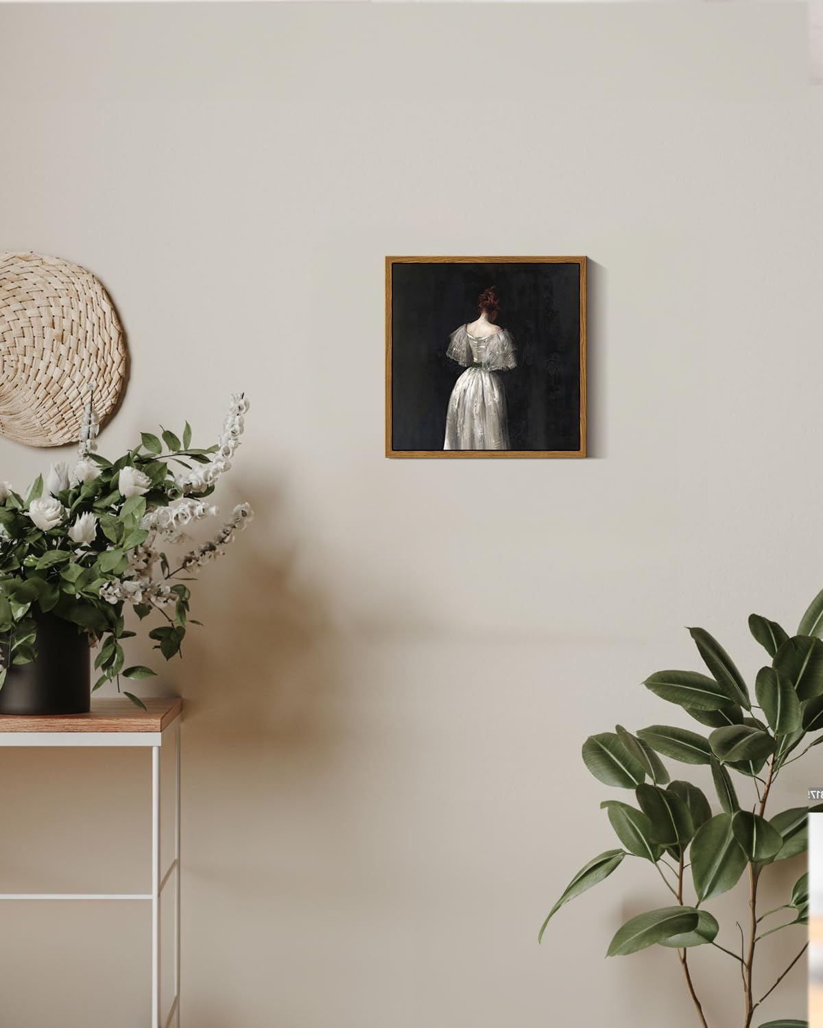 Insimsea Square Framed Canvas Wall Art, Seventeenth Century Lady Portrait Paintings, Classical Women Wall Pictures For Bedroom B