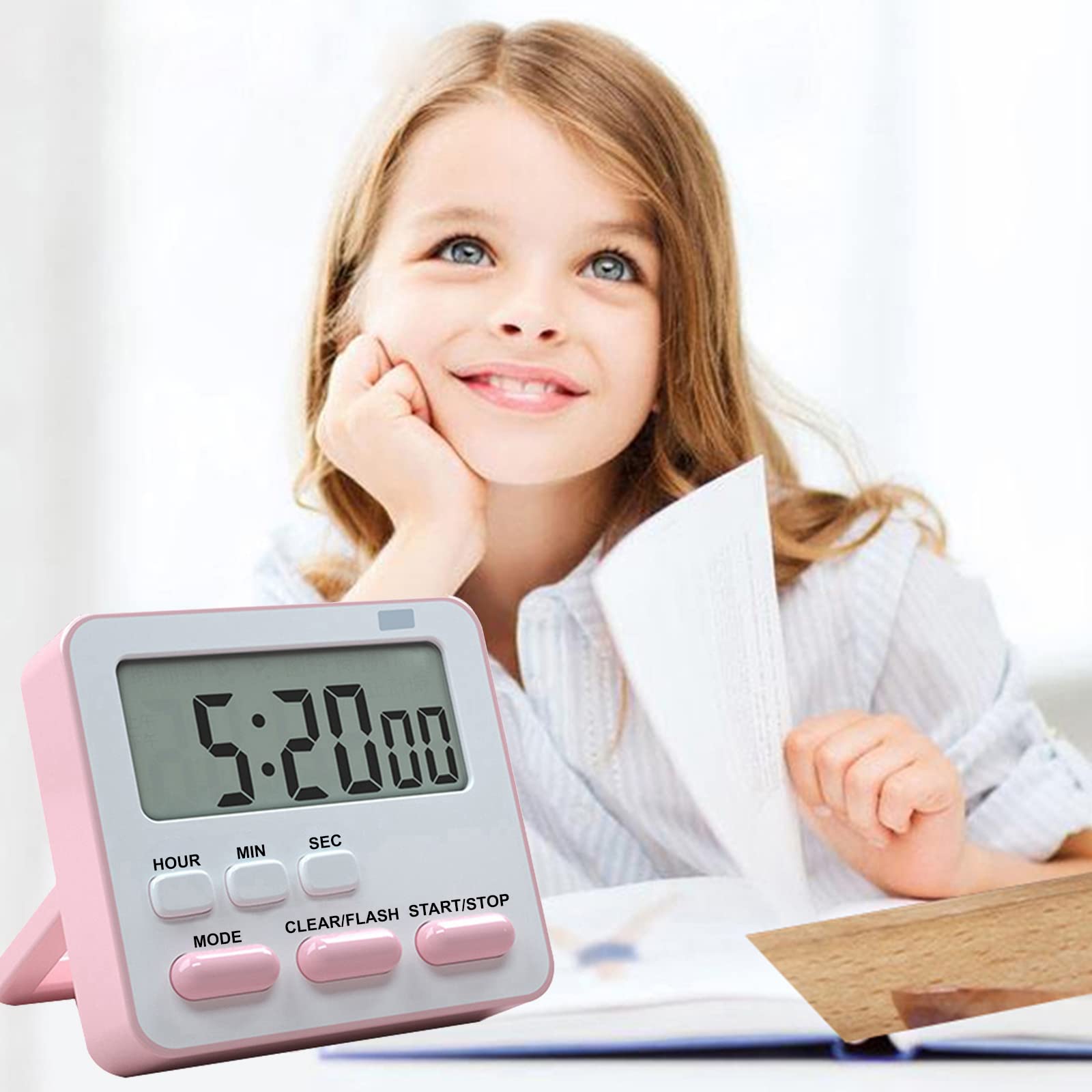 Wolpin Digital Kitchen Timer & Stopwatch, Countdown Large Digits, Loud Alarm, Magnetic Stand Round Cooking | Baking | Kids Study