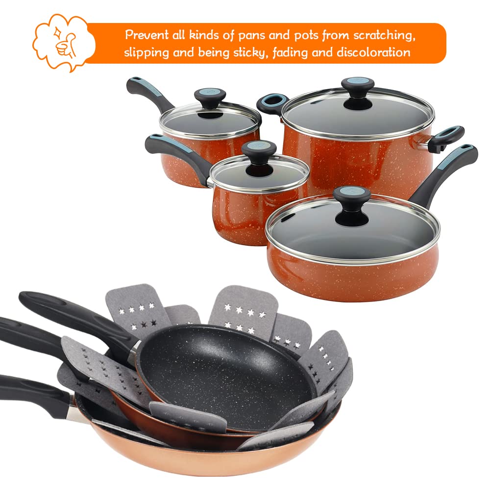 Bykitchen Pan And Pot Protectors, Larger & Thicker Pan Protectors With Stars, Set Of 6 And 3 Different Sizes, Pot Protectors For