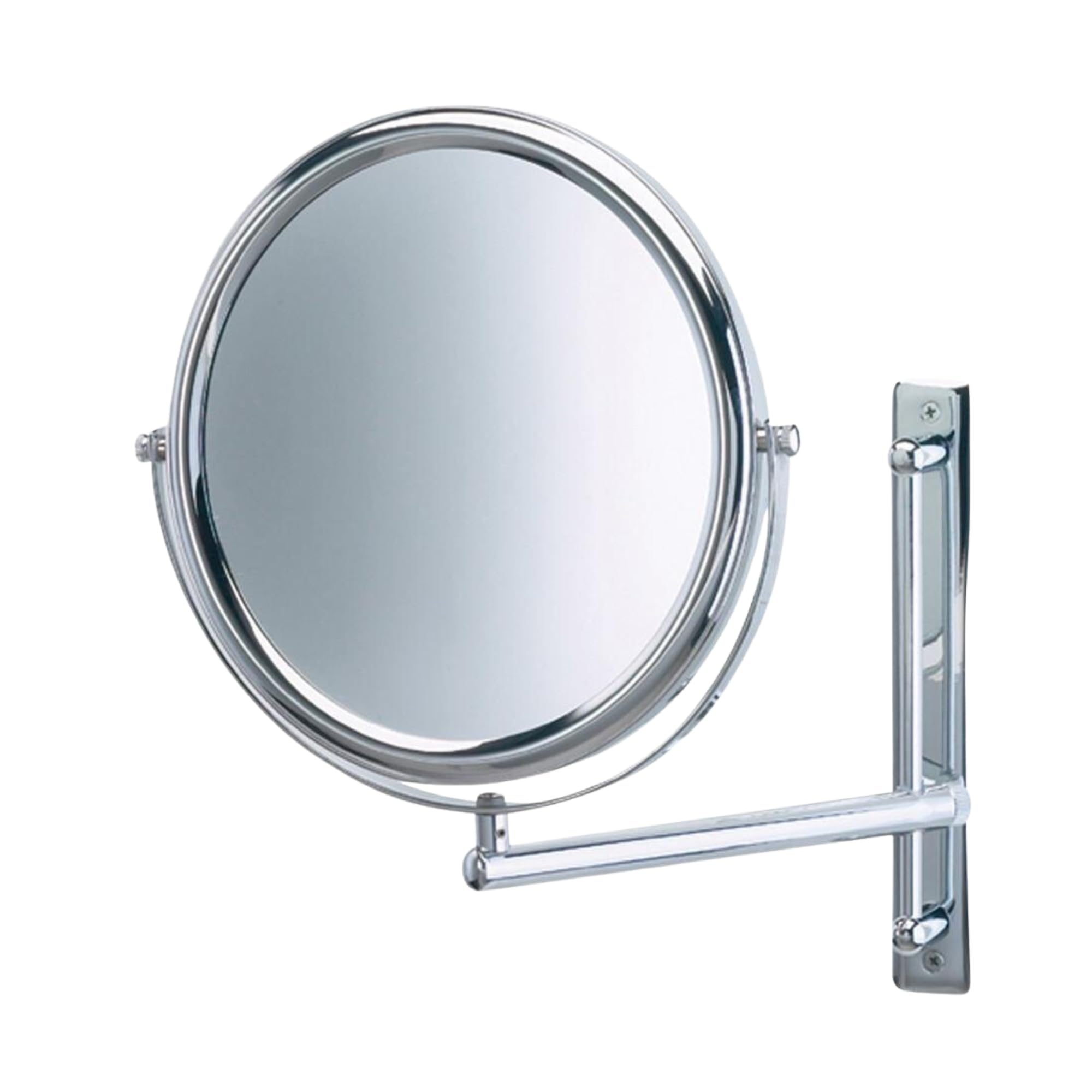 Jerdon Two-Sided Wall-Mounted Makeup Mirror - Makeup Mirror With 3X Magnification & Wall-Mount Arm - 9 Inch Diameter Mirror With