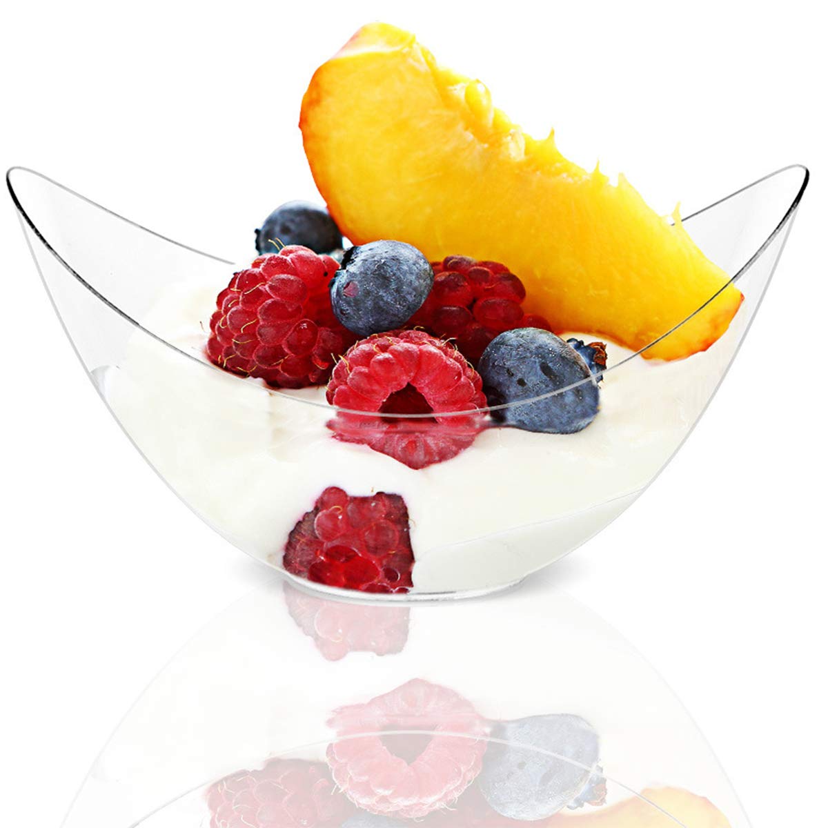 Lawei 150 Count 2 Oz Mini Dessert Cups - Plastic Dessert Bolws Dessert Plates Appetizer Serving Bowls For Party, Wedding And Mor