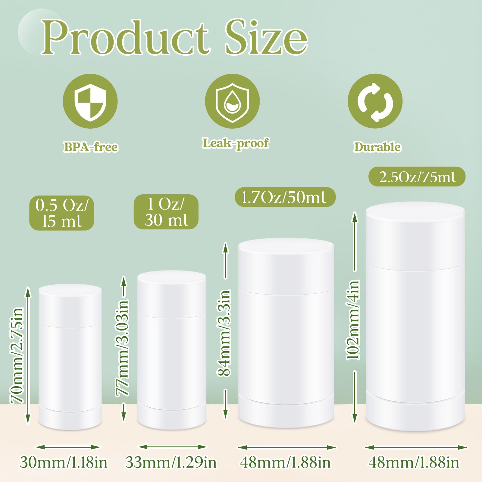 Teenyyou 30 Pcs Empty Deodorant Containers Twist Up Filling Stick Plastic Deodorant Container Refillable Bottles Bottomfill Roun