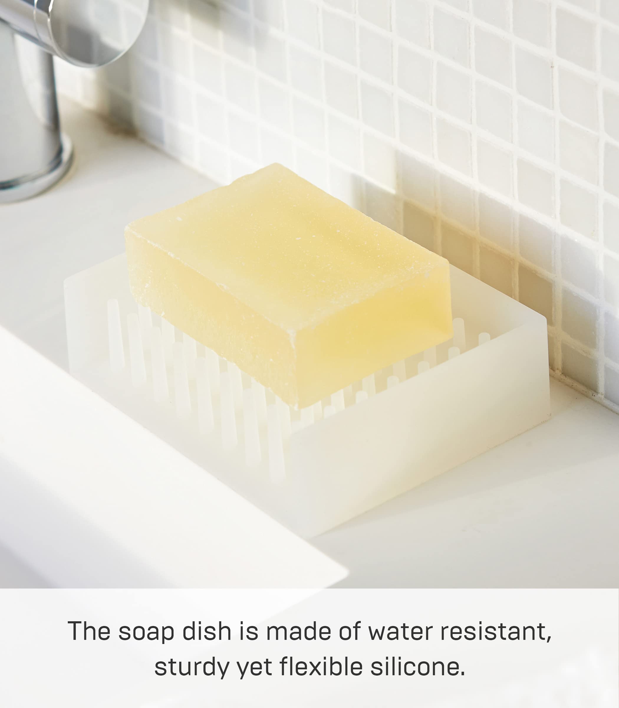 Yamazaki Home 2992 Self Draining Soap Tray-Floating Holder Dish For Sink, One Size, Clear
