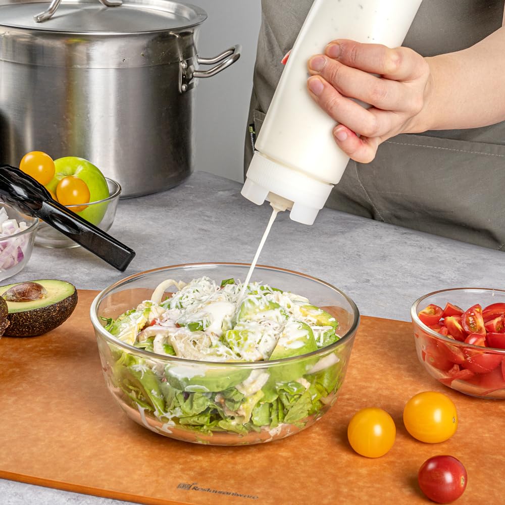 Restaurantware 16Oz. Fifo Inverted Plastic Squeeze Bottle With Refill And Dispensing Lids - First In First Out - Perfect For Res