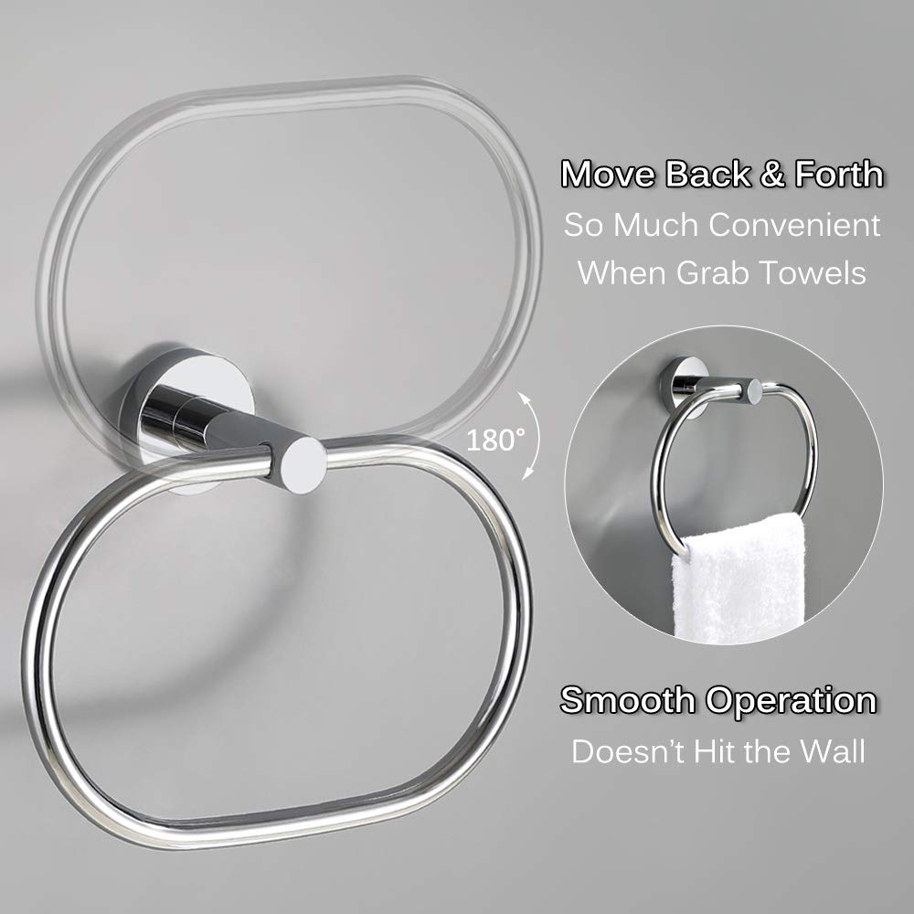 Hand Towel Ring  Angle Simple Stainless Steel Bathroom Towel Holder  Kitchen Towel Hanger  Swivel Towel Rack for Wall or Cabinet  Chrome
