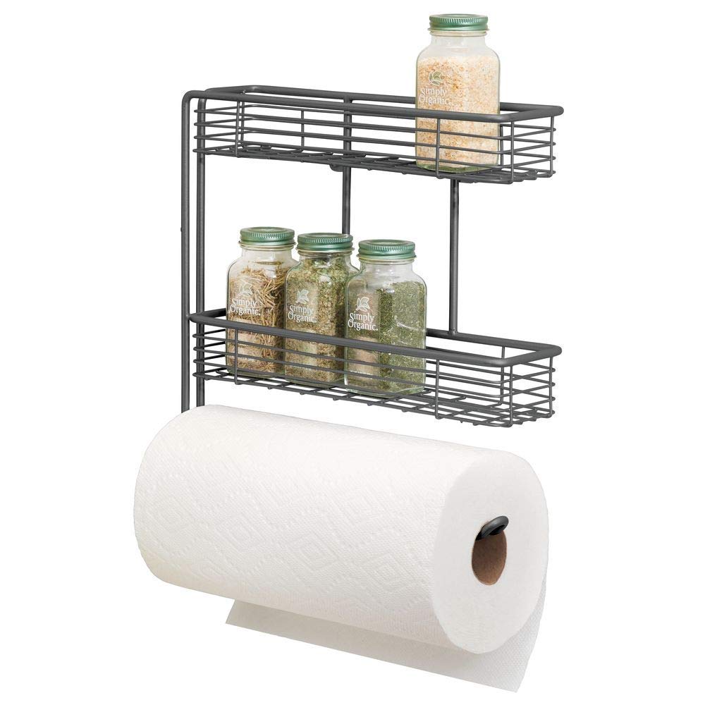 Indian Decor 28904 Metal Kitchen Roll Holder Wall Mounted Kitchen Shelves For Spices With Paper Towel Holder  Practical TwoTie