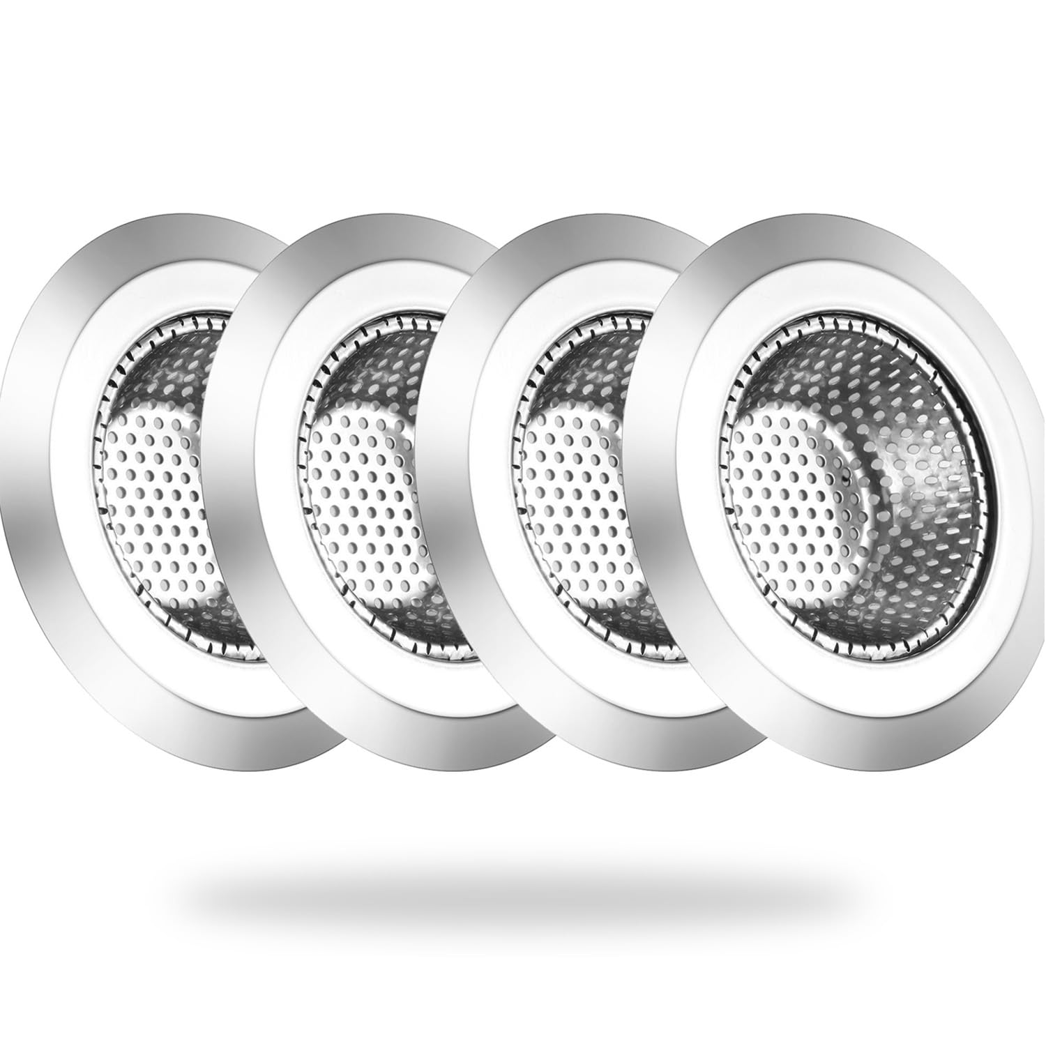 Iafand 4 Pcs Sink Drain Strainer, Stainless Steel Kitchen Sink Strainer Drain Plug Filter Strainer With Large Wide Rim 4.5'' For