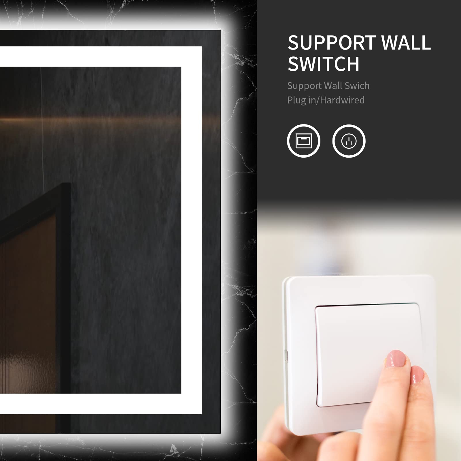 LOAAO 60X36 LED Bathroom Mirror with Lights  Anti-Fog  Dimmable  Backlit + Front Lit  Lighted Bathroom Vanity Mirror for Wall  Memory Function  Tempered Glass  ETL Listed