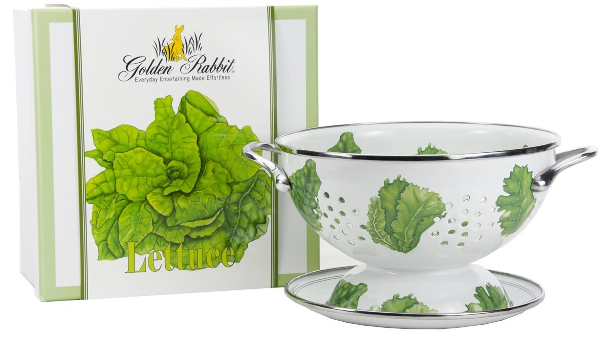 Golden Rabbit Enamelware - 2-Piece Colander Gift Set (Lettuce)