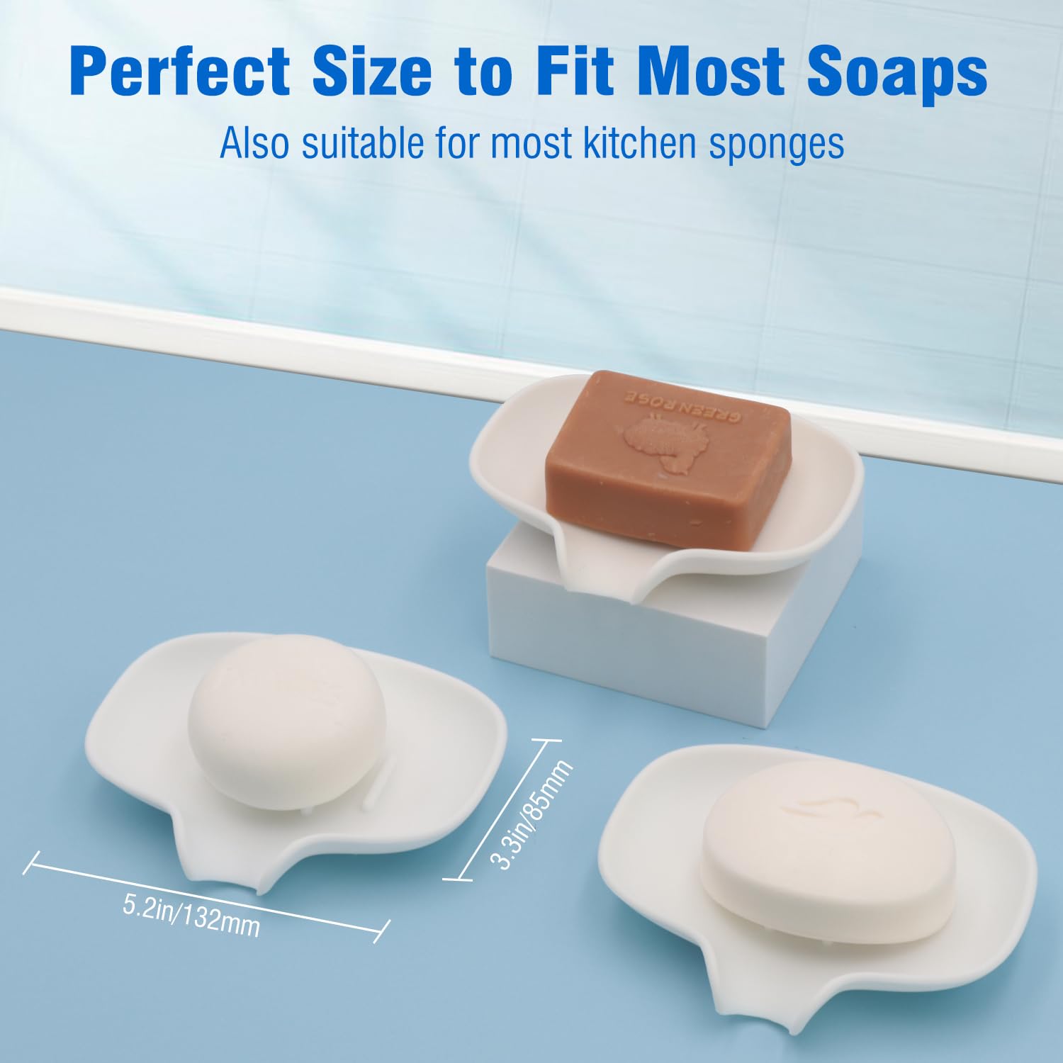 3 Pack Soap Bar Holder, Aimaiaimai Self Draining Soap Dish, Quick Drainage, Soap Dishes For Bathroom, Shower, Silicone Soap Tray