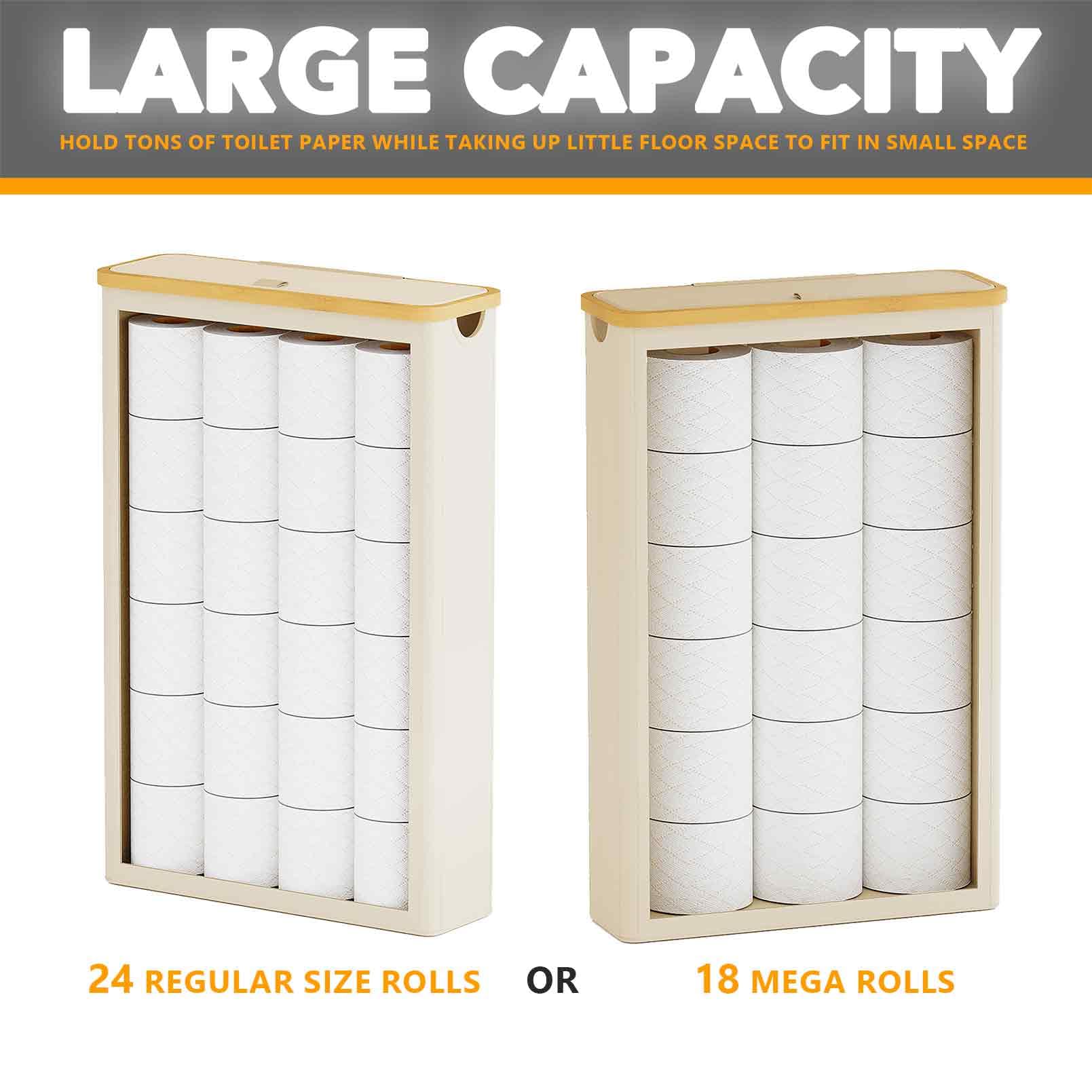 Spaceaid Extra Large Toilet Paper Storage With Lid, Hold Up To 24 Regular Rolls Or 18 Mega Rolls, Slim Toilet Paper Basket Holde