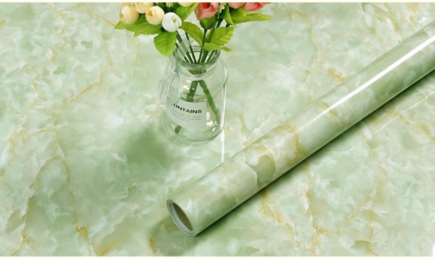 HOMSUN Self Adhesive Wood Peel and Stick Wallpaper for Cabinet Marble Contact Paper Waterproof Vinyl Wrap for Home,Furniture (Gr