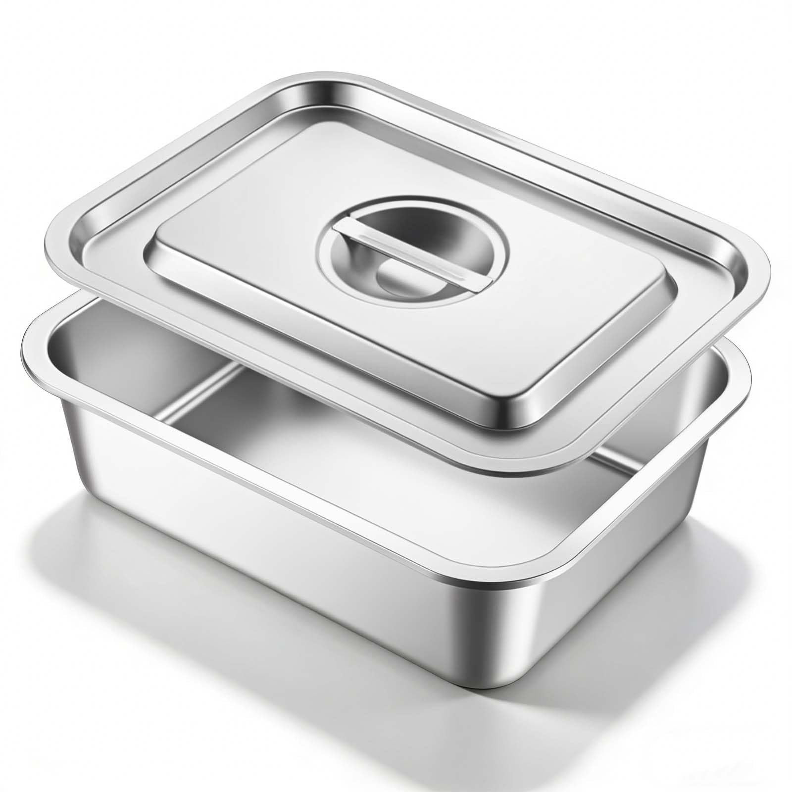 MySHUCE 4 Inch Extra Deep Lasagna Baking Pan with Lid, 11x14 Inch 7.4QT Large Stainless Steel Nonstick Lasagna Baking Roasting P