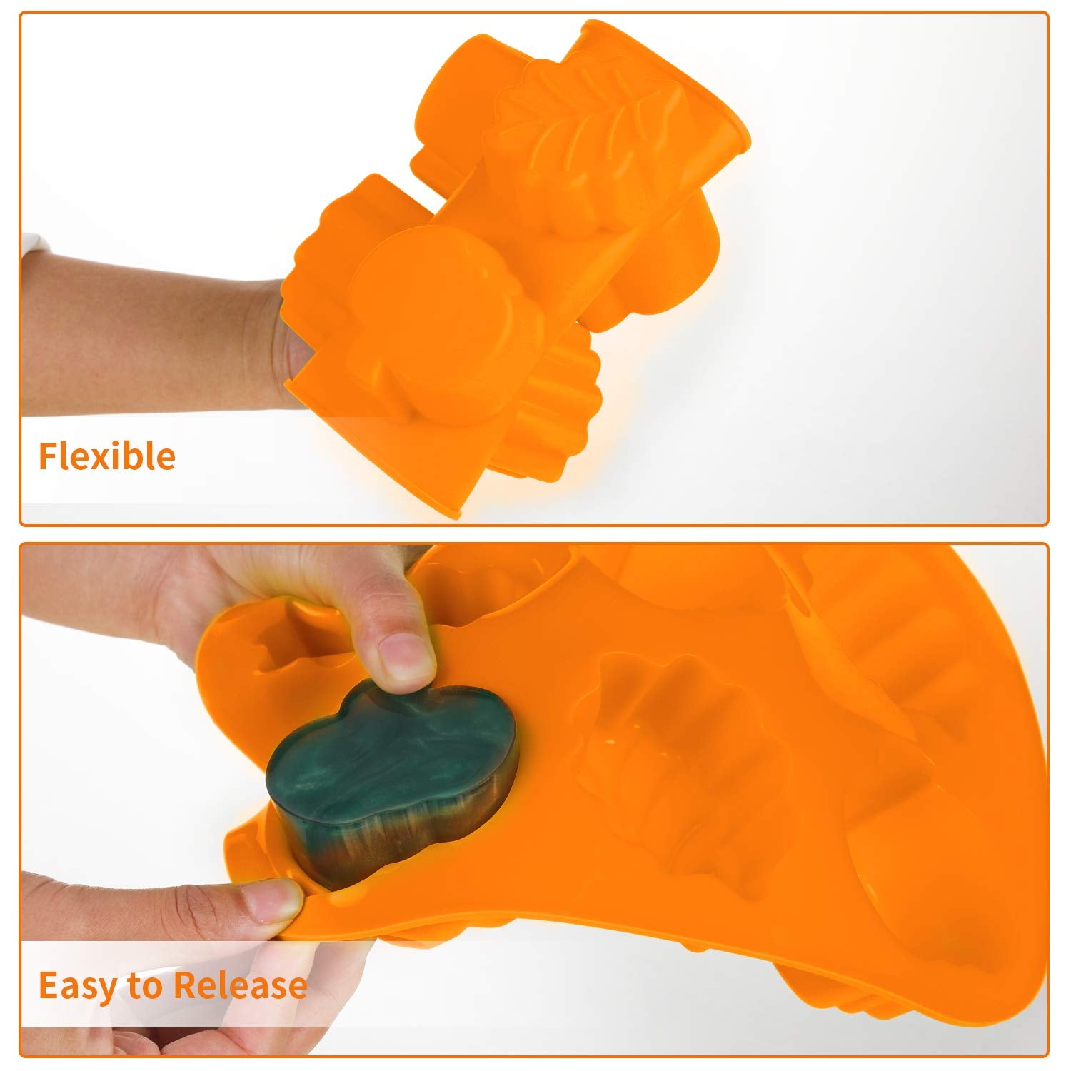 2 Pieces Pumpkin Leaf Silicone Molds 3D Thanksgiving Fall Theme Silicone Molds For Making Soap Candle Candy Muffins Chocolates C