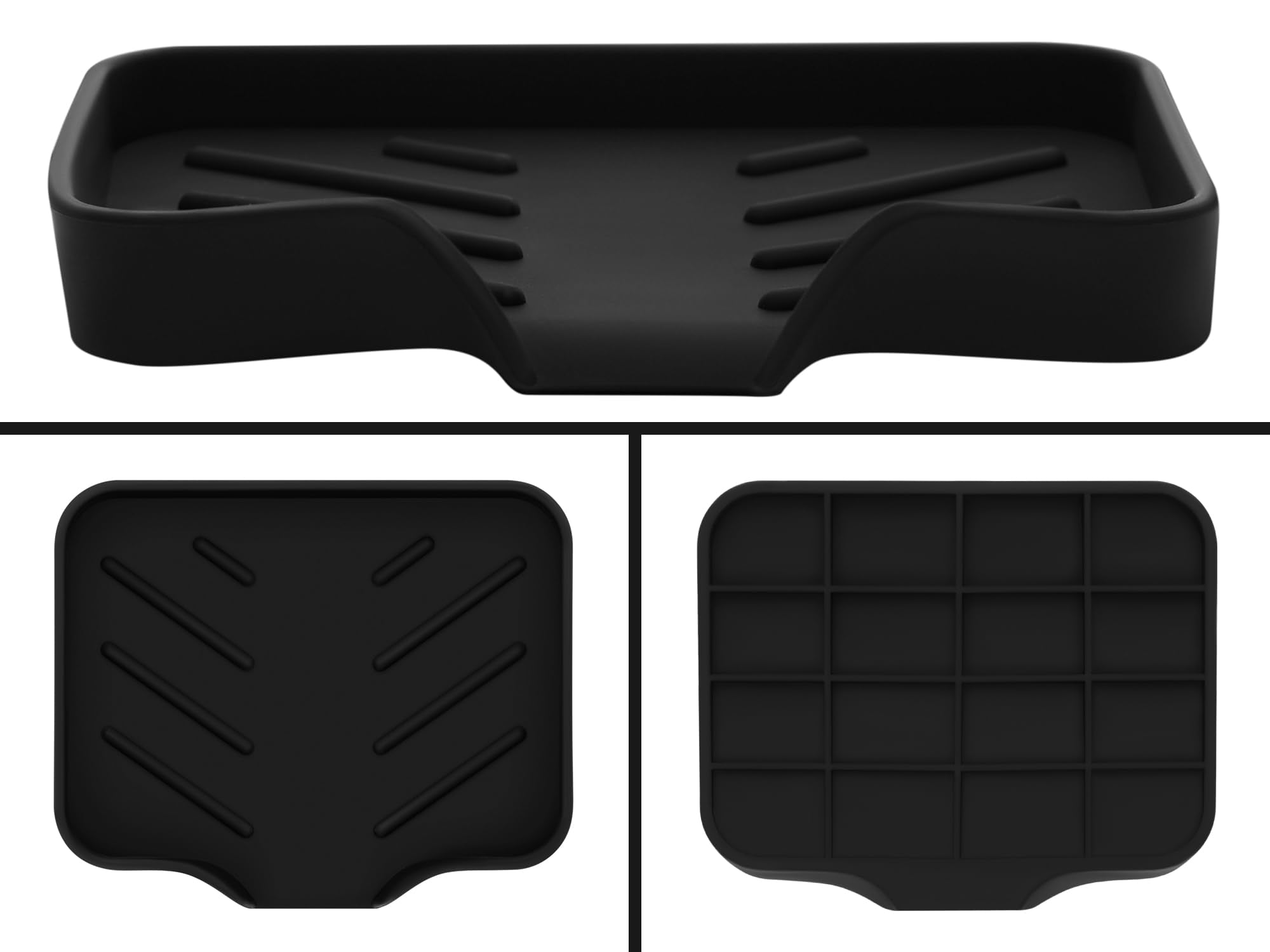 Black Silicone Soap Dish Tray  Self Draining Soap Holder for Bar Soap  Silicone Soap Tray with Drainage  Soap Dishes for Bar Soap  Soap Bar Holder  Dish Soap Tray for Kitchen Counter  Plastic Free