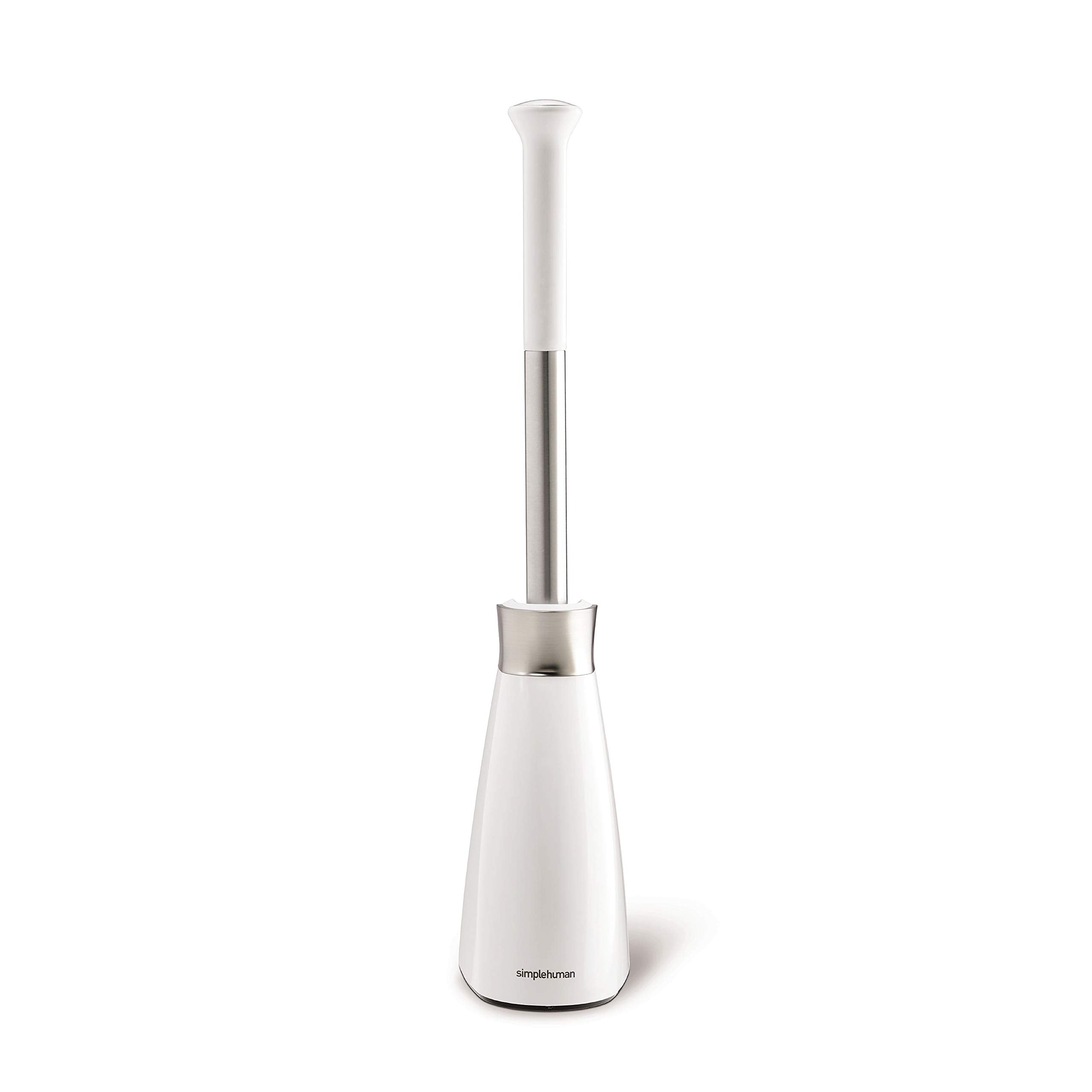 Simplehuman Toilet Brush With Caddy, Stainless Steel, White