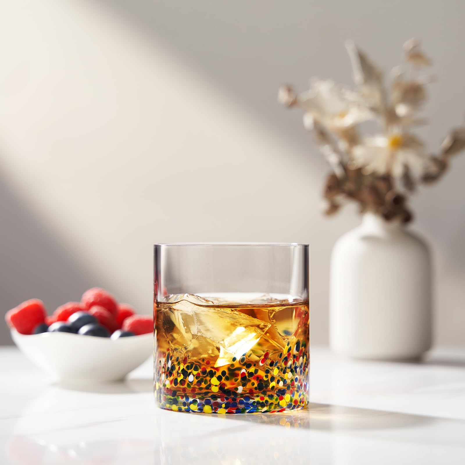 The Wine Savant Mexican Style Glass Hand Blown Colorful Artisan - Confetti Rock