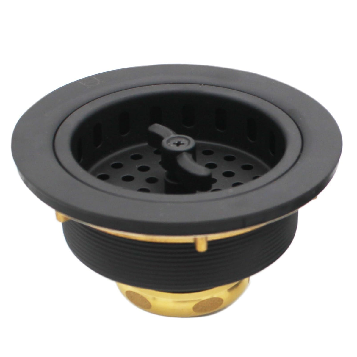 Westbrass Wing Nut Style Large Kitchen Sink Basket Strainer, Matte Black, D213-62 Twin