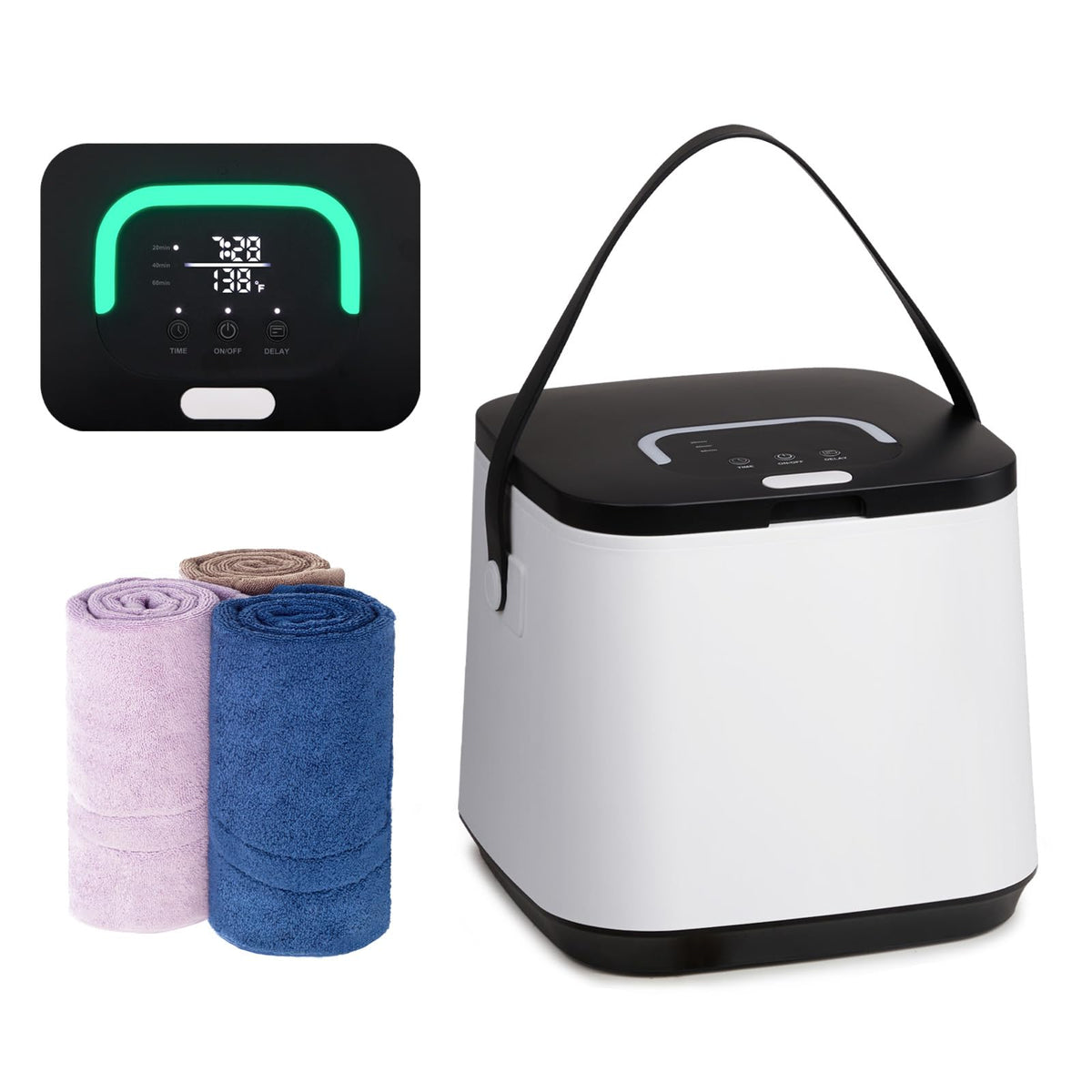 Winado Towel Warmer Bucket Style, Portable Tabletop Towel Heater With Adjustable Timer, 24H Delayed Function, Fragrance Holder,