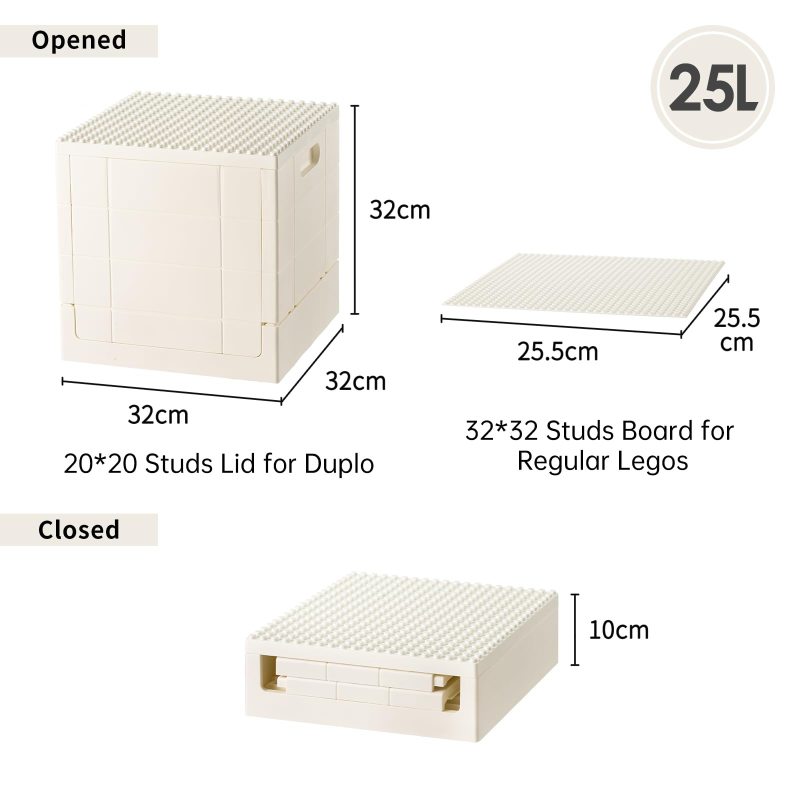 Shimoyama Plastic Foldable Kid Storage Box, 25L Storage Toy Bins With Building Base For Duplo Bricks, 26Qt. Toy Chest For Duplo