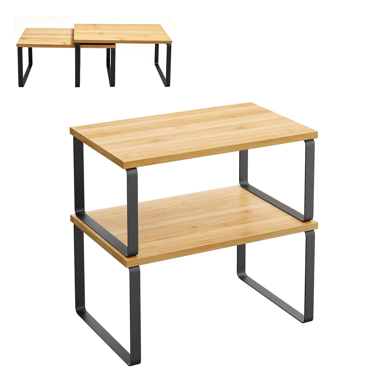 Cabinet Organizer Shelf, Spice Rack, Set of 2 Kitchen Counter Shelves