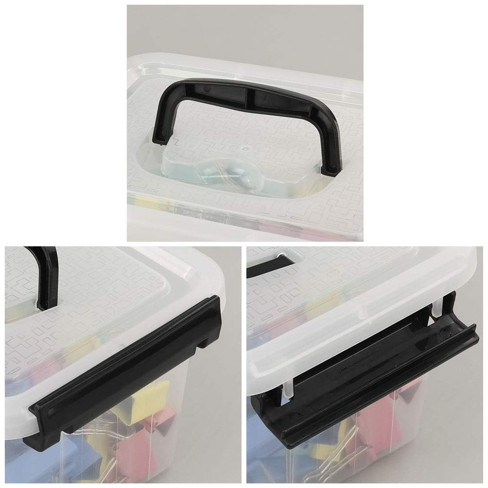 Idomy 6-Pack Tiny Clear Latching Boxes With Handle, 2.5 Quart Plastic Storage Box