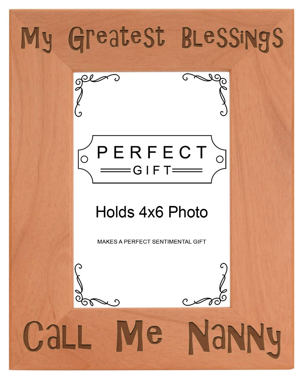 ThisWear Inspirational Gift For Nanny Blessings Call Me Nanny Wood Engraved Portrait 4x6 Photo Frame