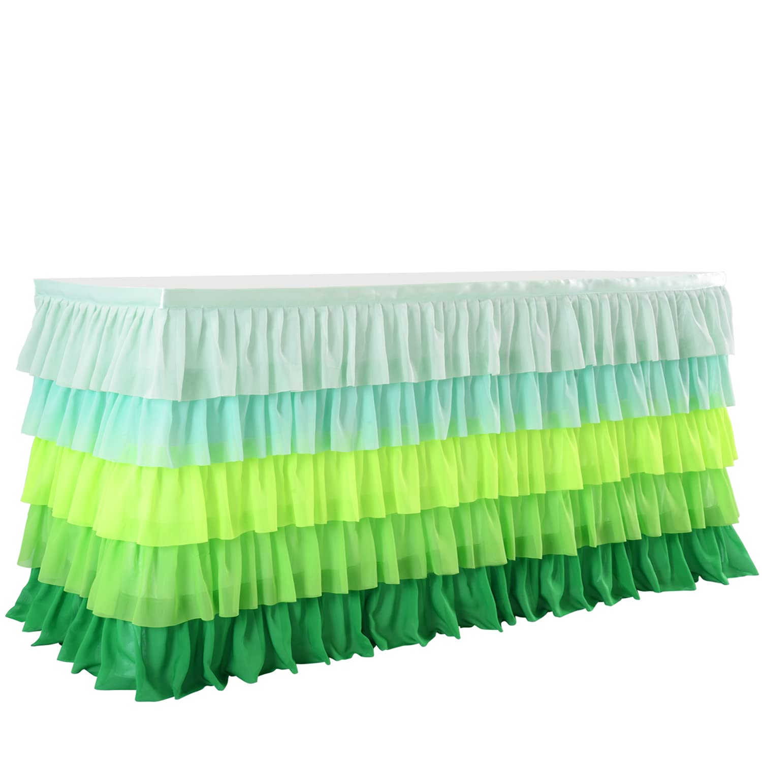 Hawaiian Green Table Skirts Ruffled Tutu Tablecloth For St. Patrick 'S Day Luau Hawaiian Tropical Beach Party Island Theme Decor