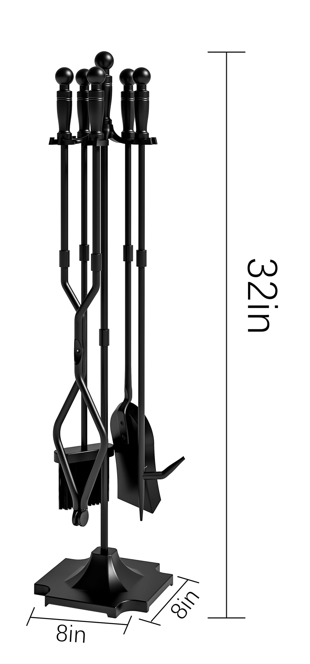 Fire Beauty Fireplace Tools, 5 Pieces Fireside Accessories Fire Kit Set,Woodstove Tools Holder Wrought Iron Handle Indoor Firese