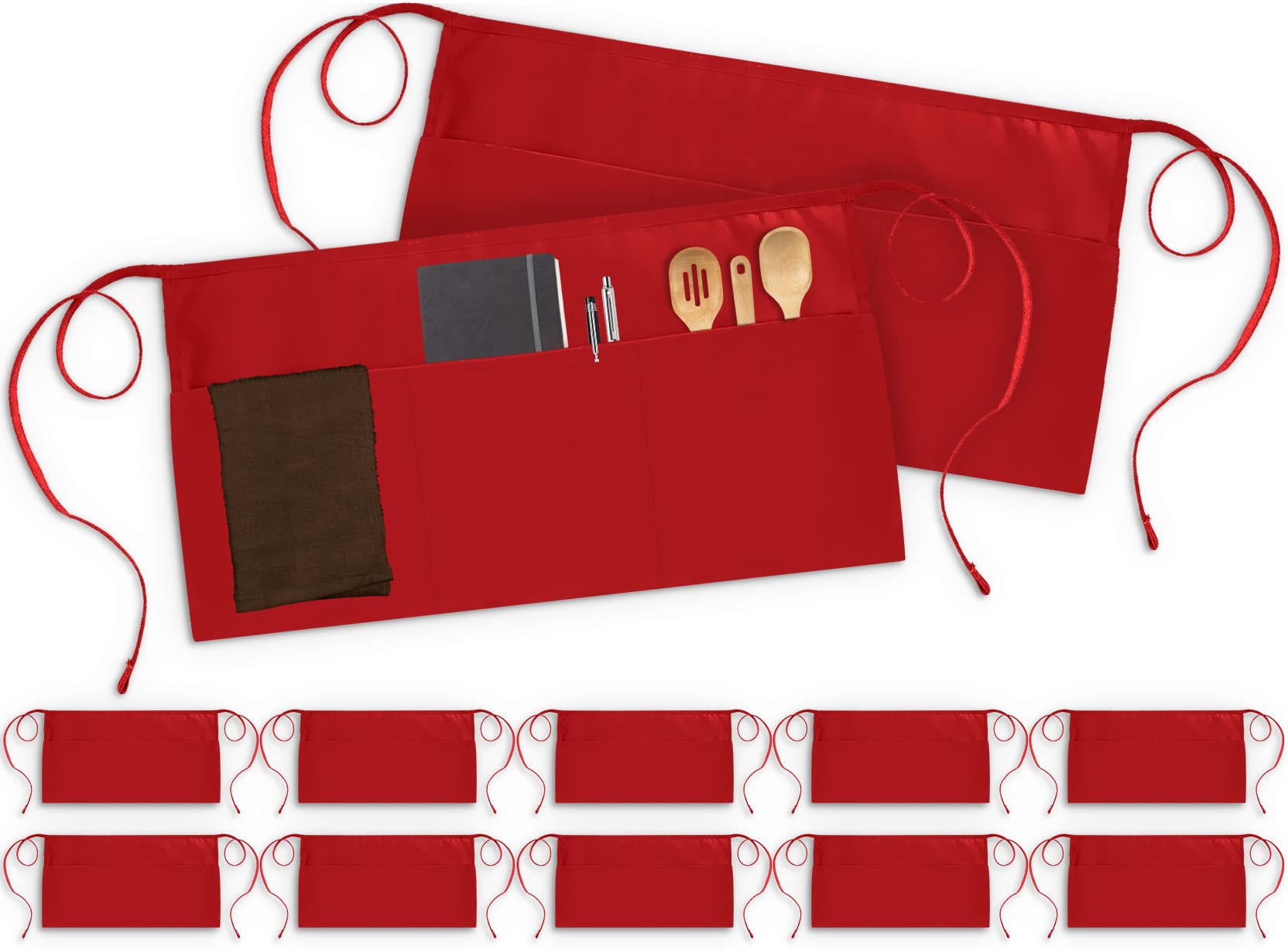 Utopia Wear 3 Pocket Waist Apron [Pack Of 12], Server Waitress Short For Men Women, Kitchen, Restaurant, Crafting, Bbq Work Serv