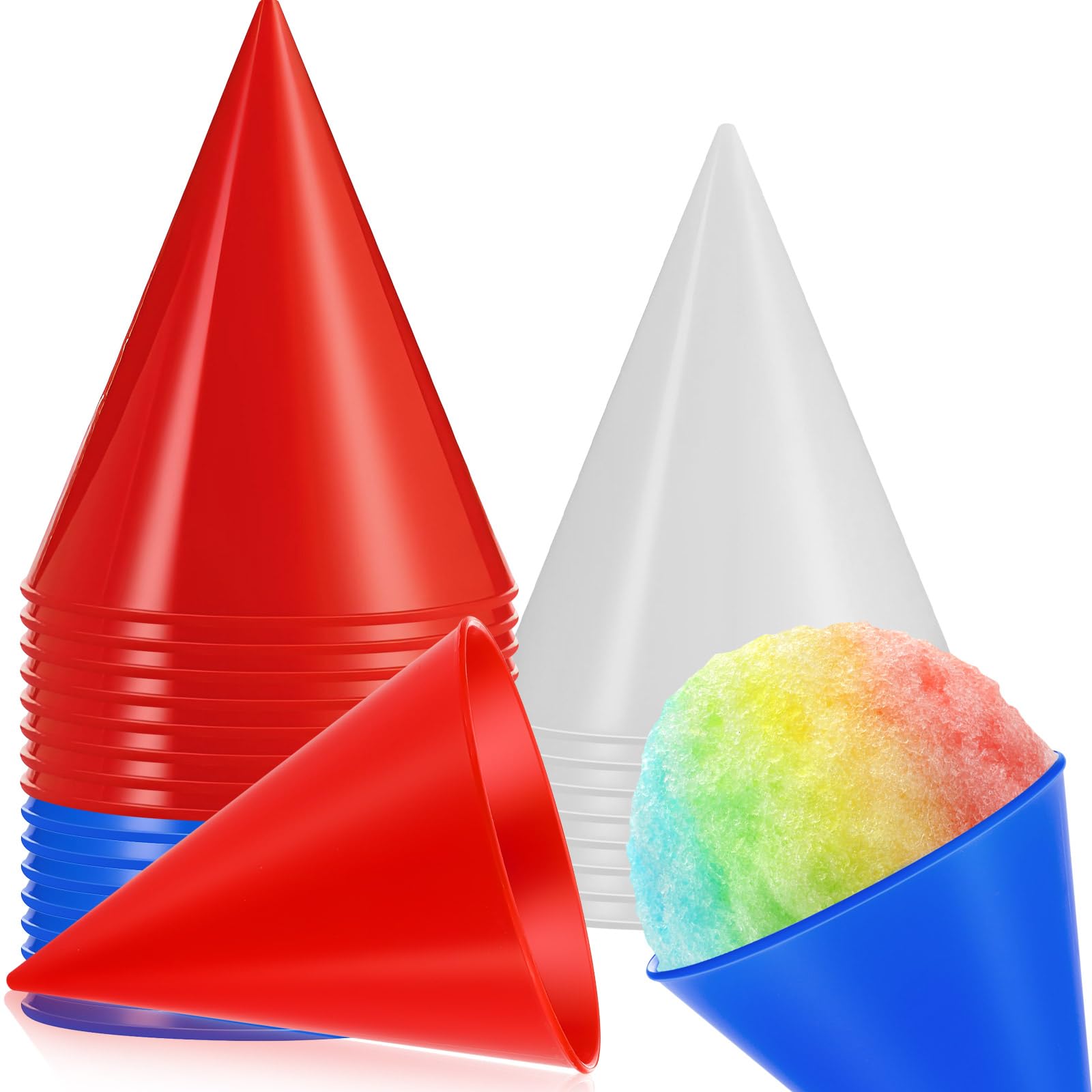 Tioncy 24 Pcs Reusable Plastic Snow Cone Cups 6 oz Small Shaved Ice Cups Summer Fun Gift for Slushies, Shaved Ice Syrup, Snow Co