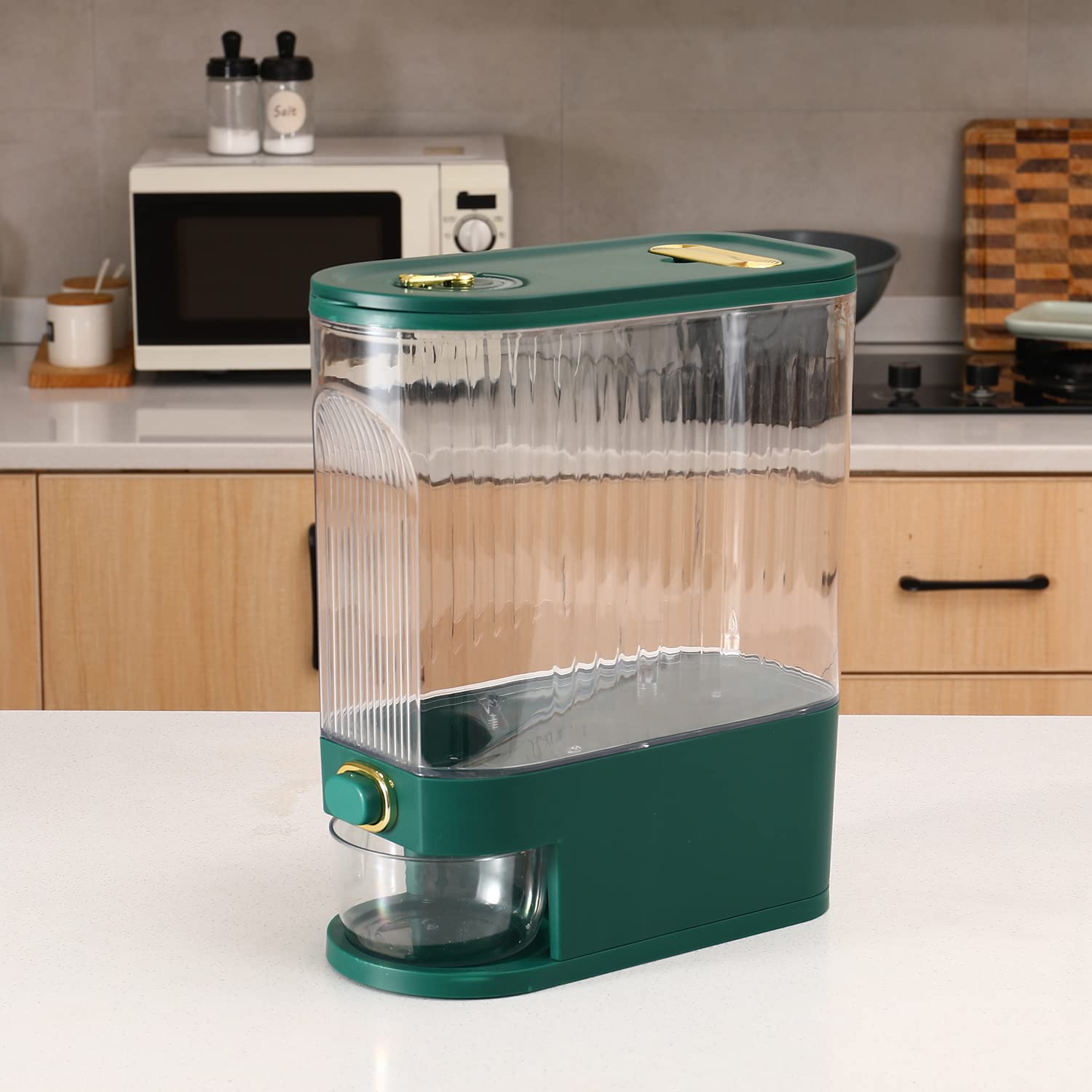 Sooyee Clear Rice Dispenser, Large Grain Container Storage With Lid Measuring Cylinder Moisture Proof Household Cereal Dispenser