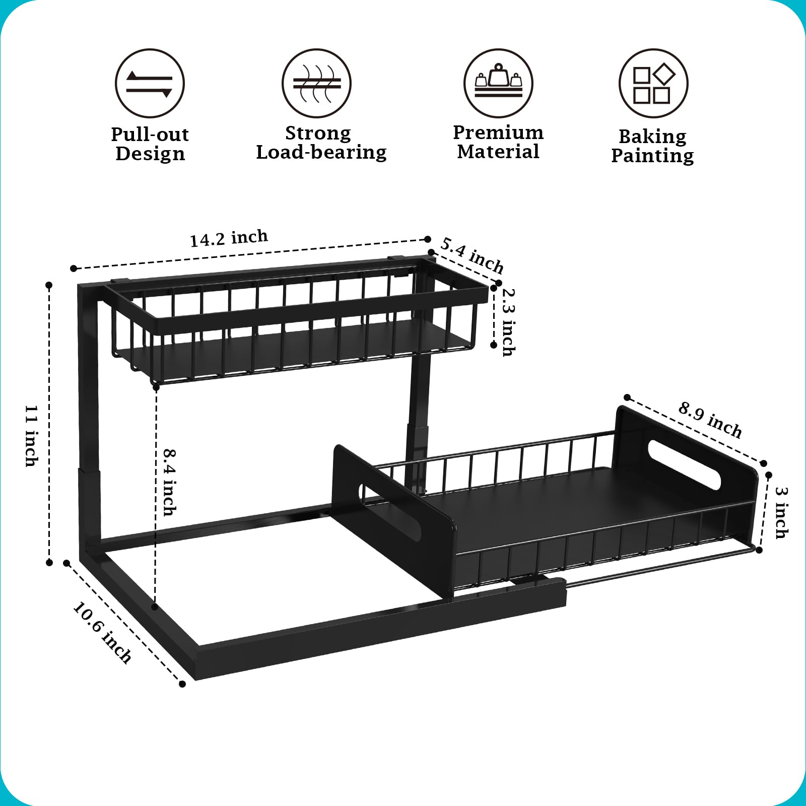 Realinn Under Sink Organizer, Pull Out Cabinet Organizer 2 Tier Slide Out Sink Shelf Cabinet Storage Shelves, Under Sink Storage