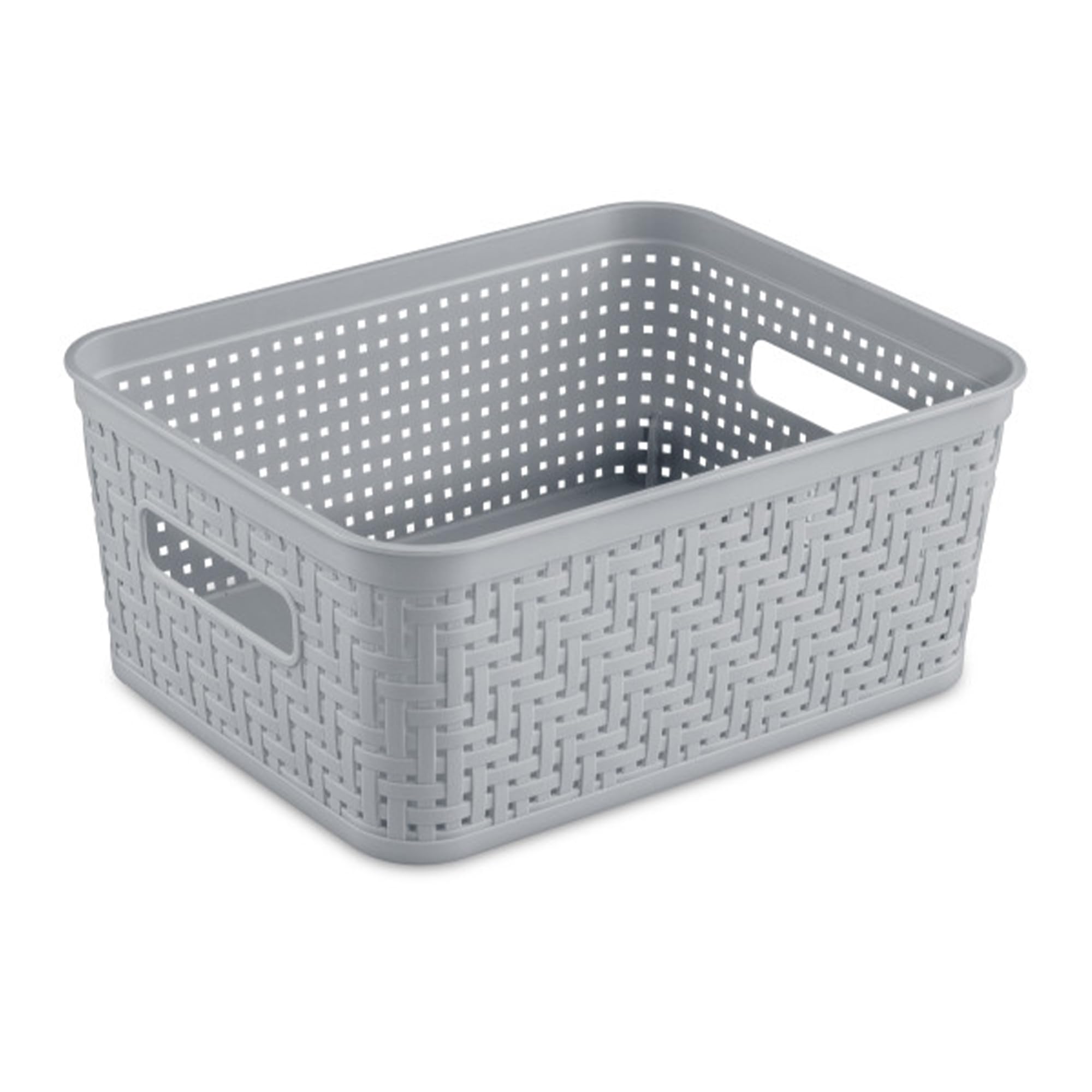 Sterilite 16 Pack Plastic Storage Bin Organization Containers, Short Baskets, Cement