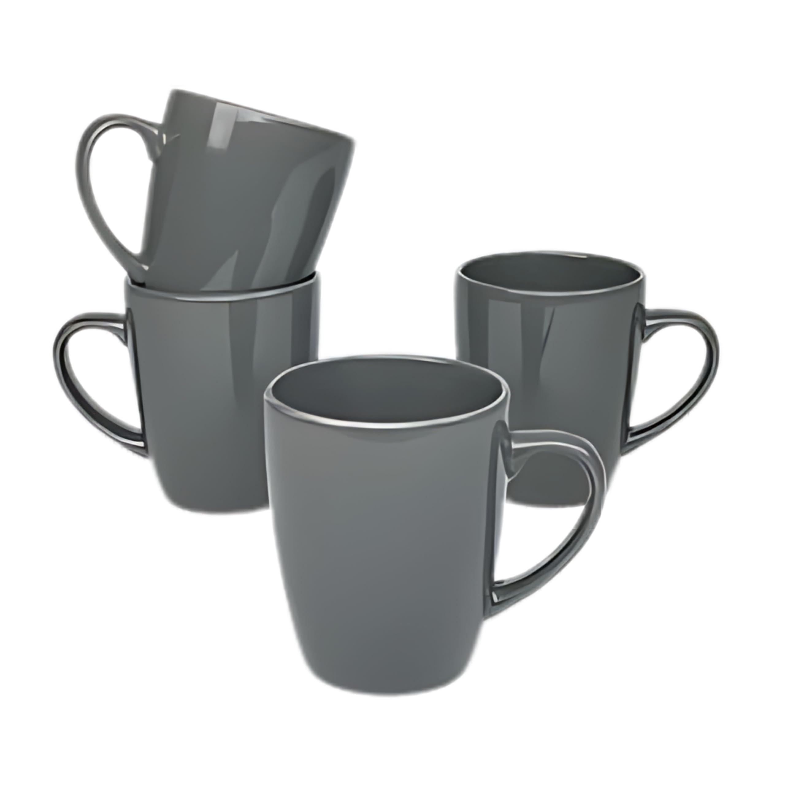 Coupe Stoneware Set of 4 Coffee Mugs, Dark Gray