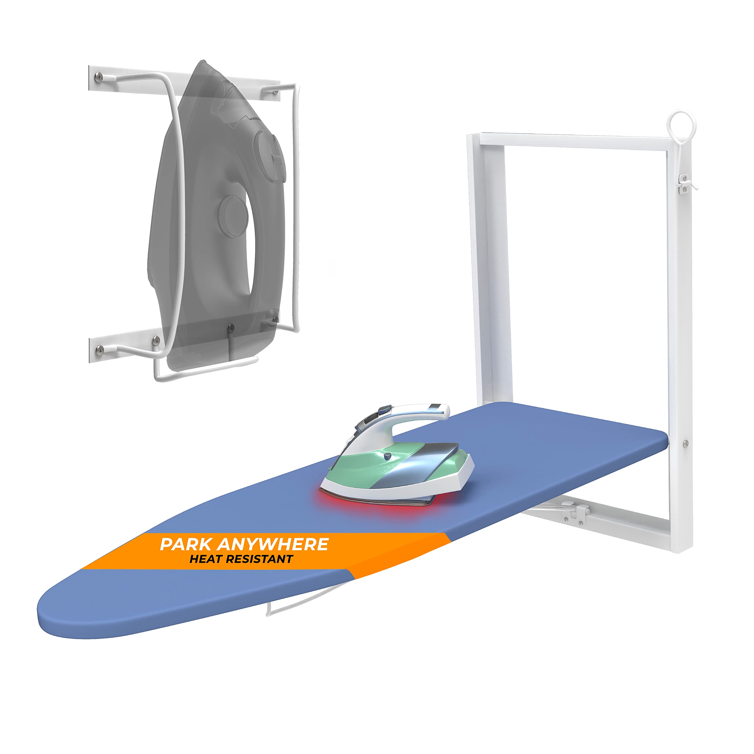 Xabitat Wall Mounted Ironing Board with Iron Holder | 36.2 X 12.2 Compact Mount Fold Down Iron Board for Small Spaces | Space Sa