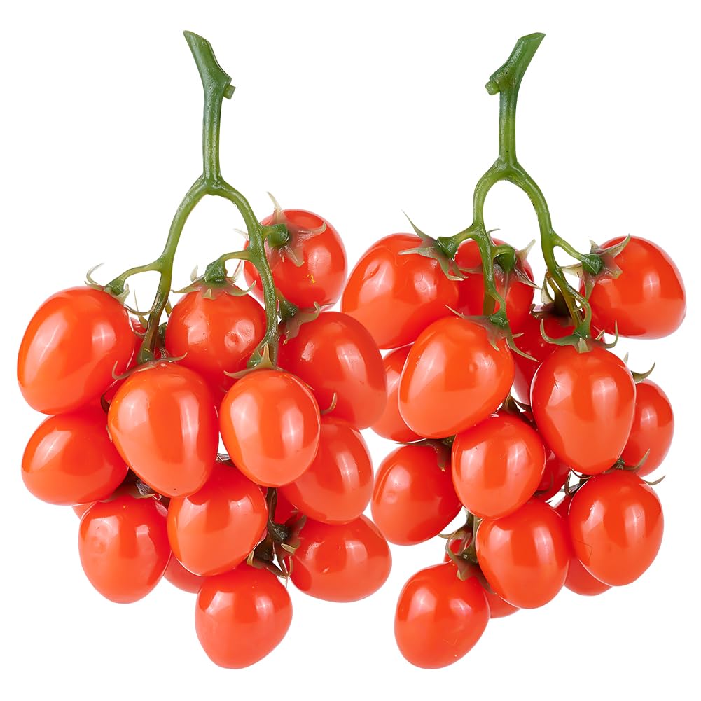 PH PandaHall 2 Pack Artificial Cherry Tomatoes 6.1 inch Long Artificial Fruit Lifelike Simulation Tomato Red Tomatoes Decoration