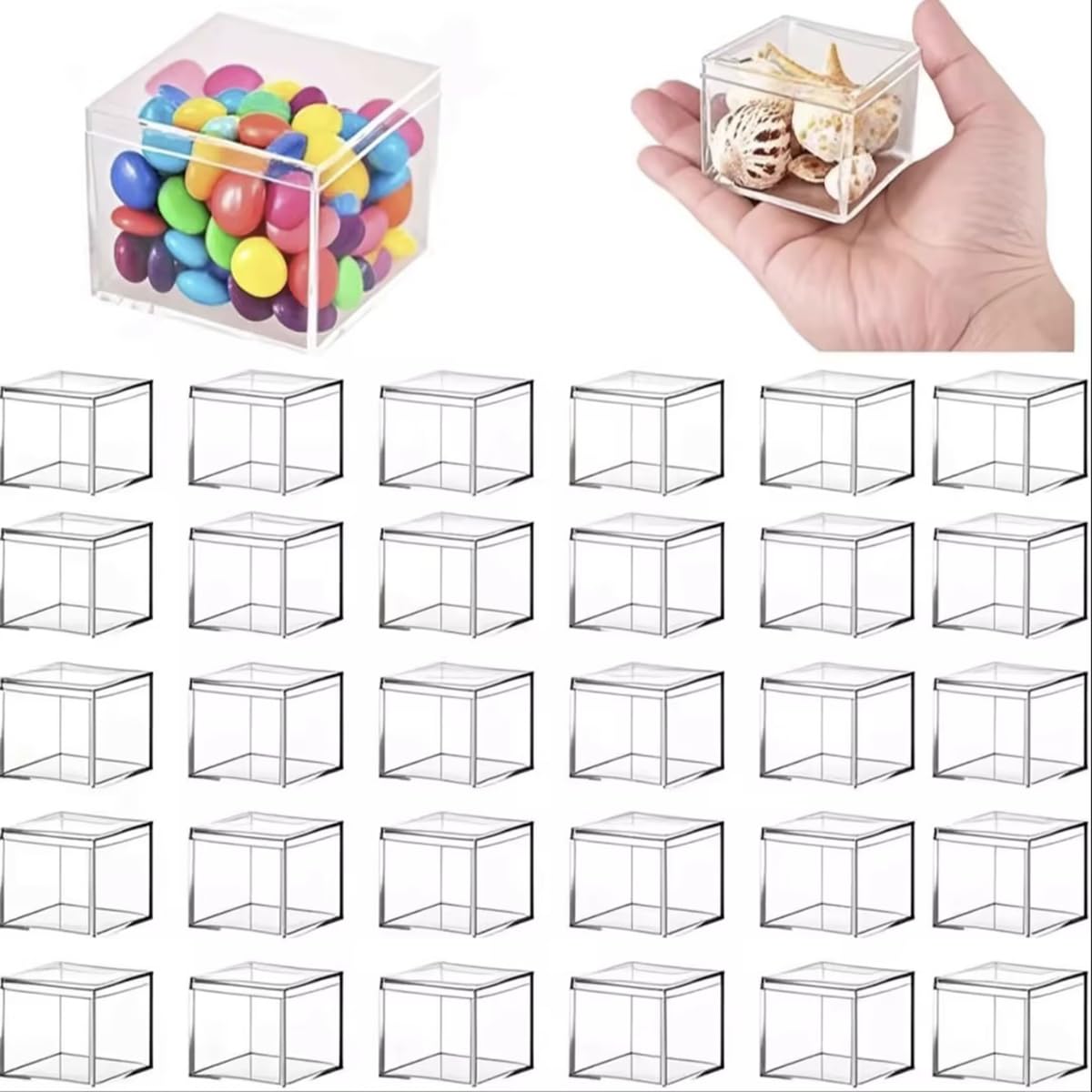 Gonice Acrylic Clear Box with Lid, 30 PCS 2.2x2.2x2.2 Inch Plastic Box for Organizer Storage Box for Candy Pill and Tiny Jewelry