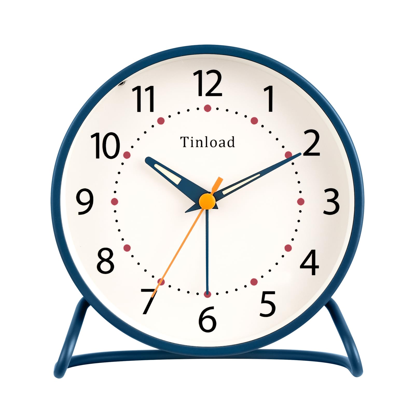 Tinload 4.5 Antique Retro Analog Alarm Clock, Small Silent Desk Clock with Manual Light, Snooze, for Living Room, Bedroom, Bedsi
