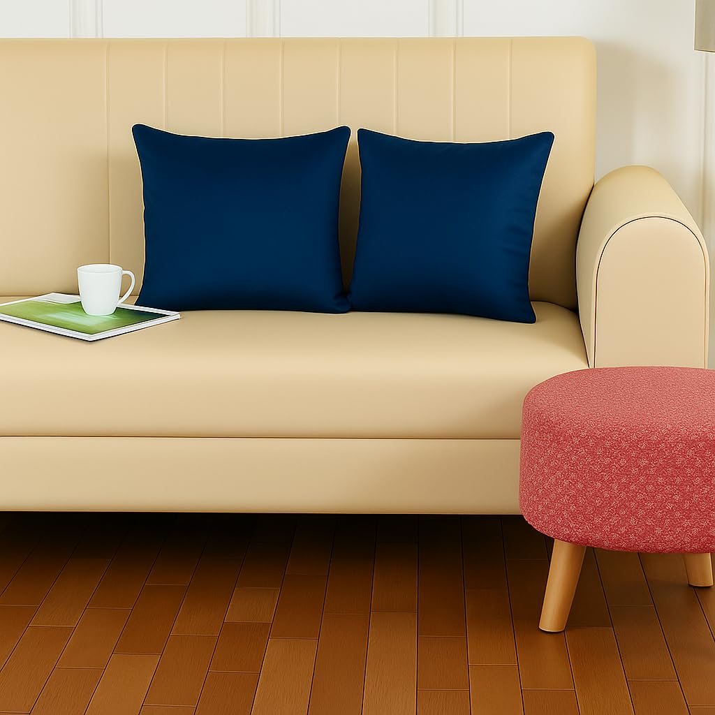 Stuffique Velvet Pillow Solid Plain 190 Tc Cushion Covers Pack Of 2 (12 X 12 Inch) Navy